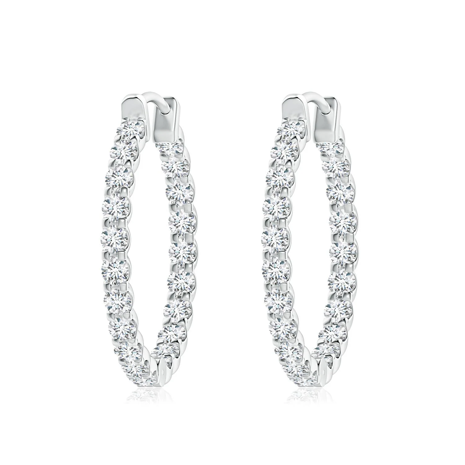 1.52 CTW Prong-Set Diamond Halo Stud Earrings in 14K White Gold - Image 6