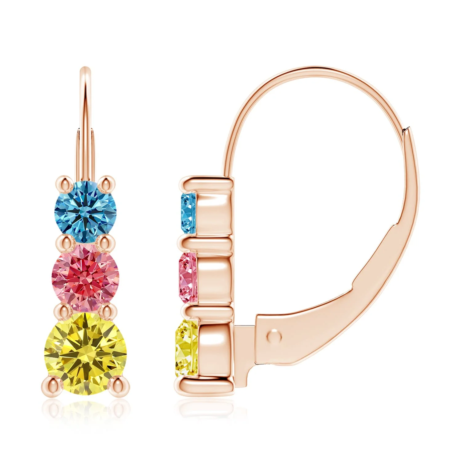 0.68 CTW Prong-Set Yellow Sapphire and Diamond Halo Stud Earrings in 18K White Gold - Image 8