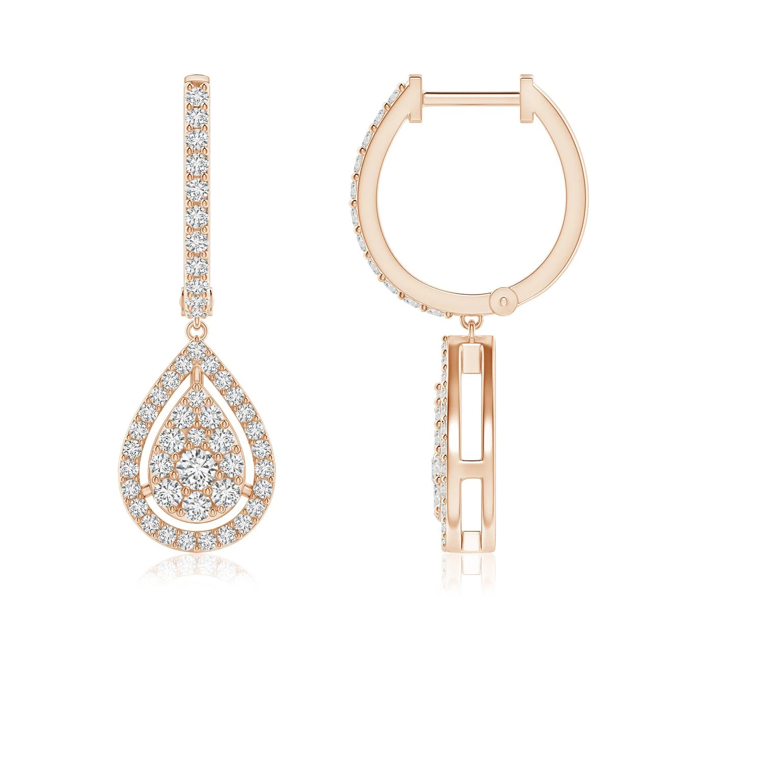 1.83 CTW Claw-Set Cushion Citrine Beaded Halo Stud Earrings in 18K White Gold - Image 6