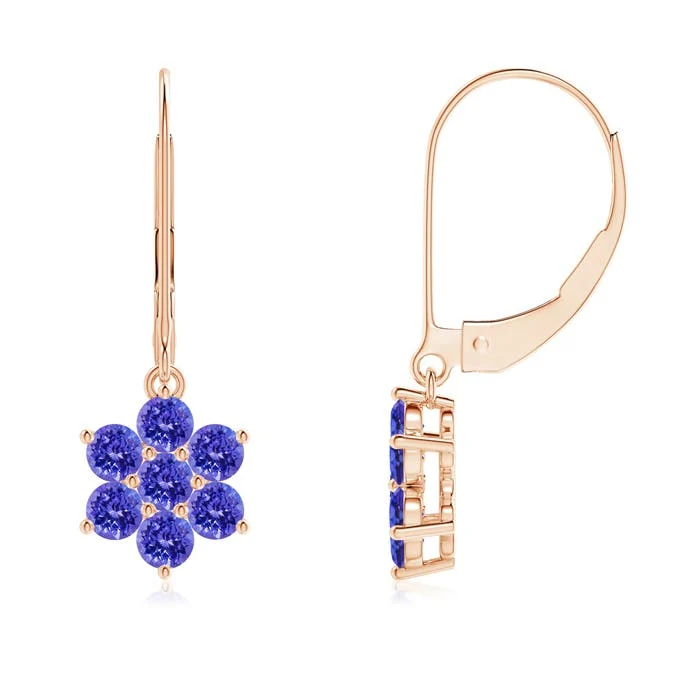 2 MM Bezel Set Tanzanite Trio Cluster Stud Earrings in 14K Yellow Gold - Image 6
