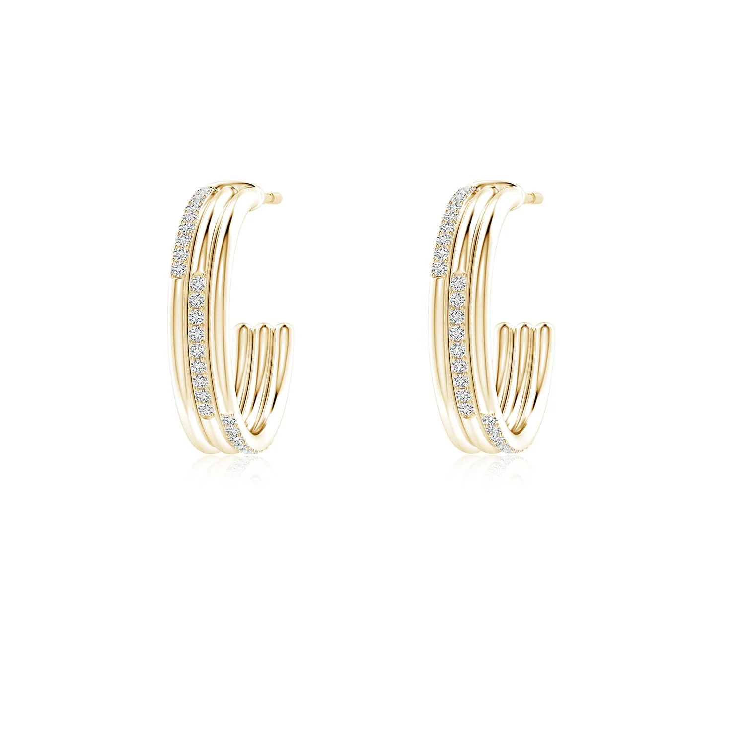 0.4 CTW Hinged Hoop Dangling Diamond Bar Earrings in 18K Yellow Gold - Image 4