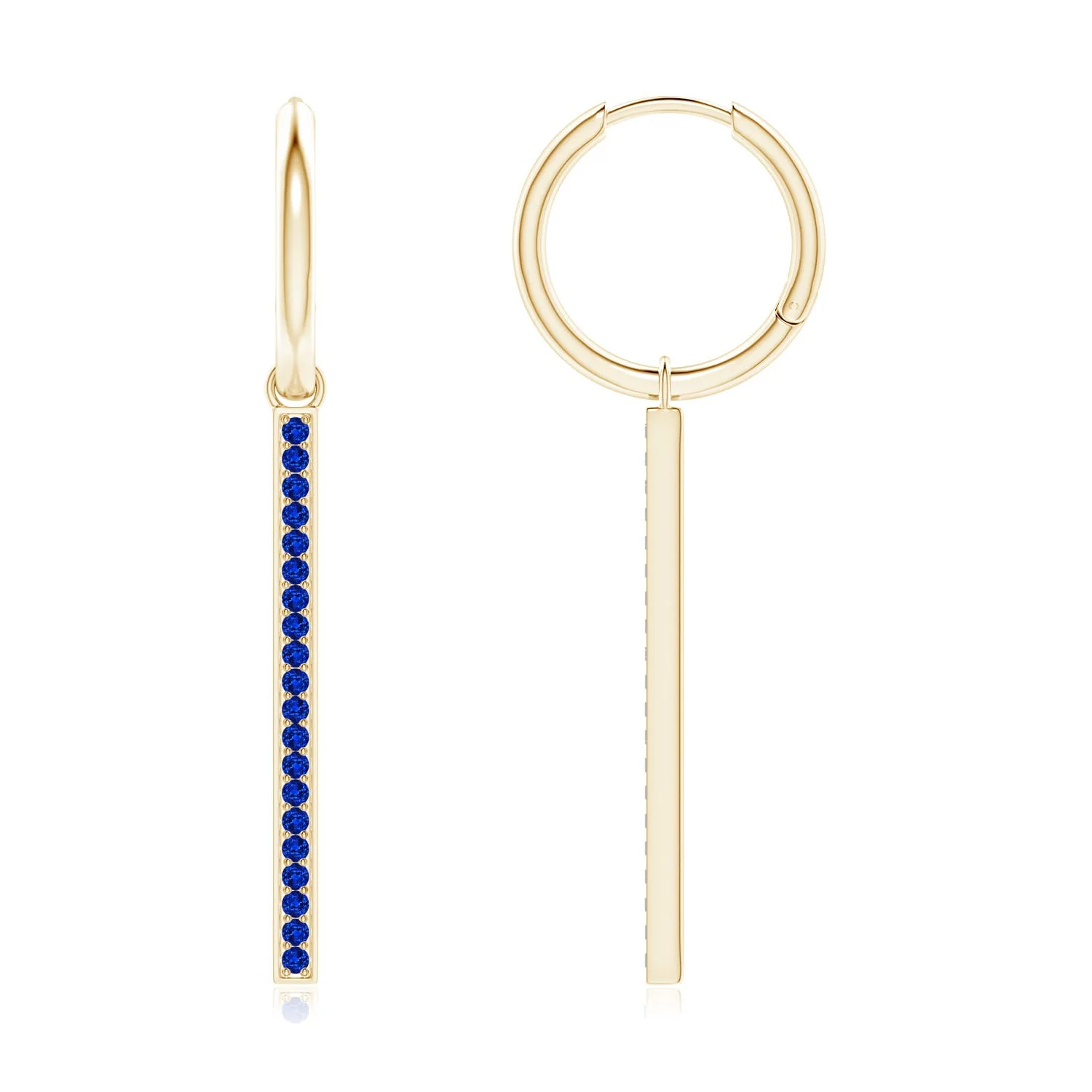 0.4 CTW Hinged Hoop Dangling Diamond Bar Earrings in 18K Yellow Gold - Image 9