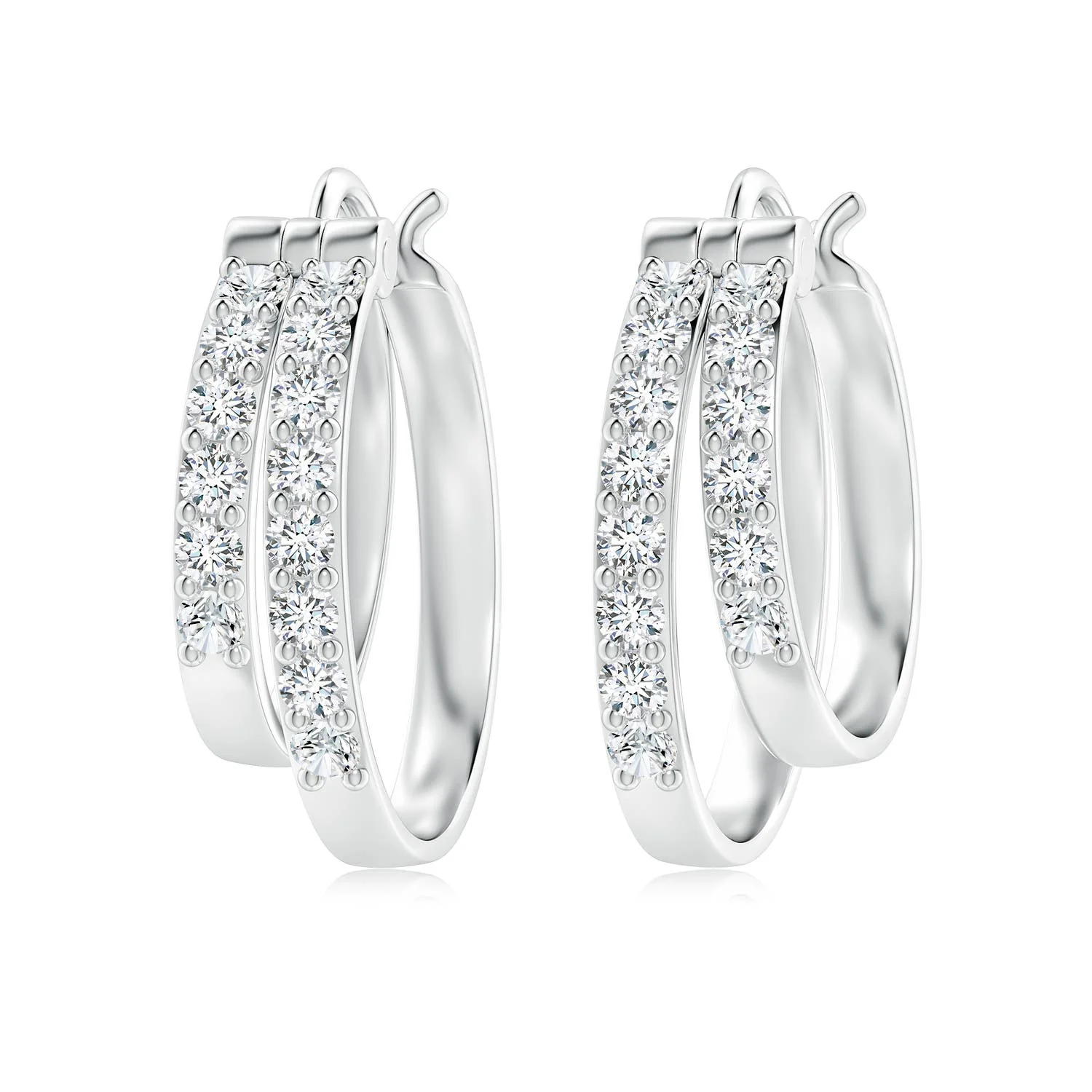 1.85 CTW Pear Emerald Hoop Drop Earrings with Accents in 14K White Gold - Image 6