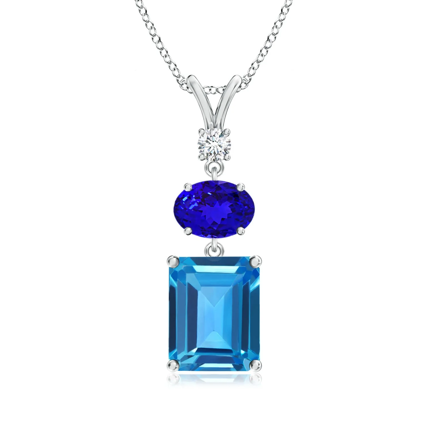 5.07 CTW GIA Certified Oval Swiss Blue Topaz XO Pendant with Diamonds in 14K Rose Gold - Image 5
