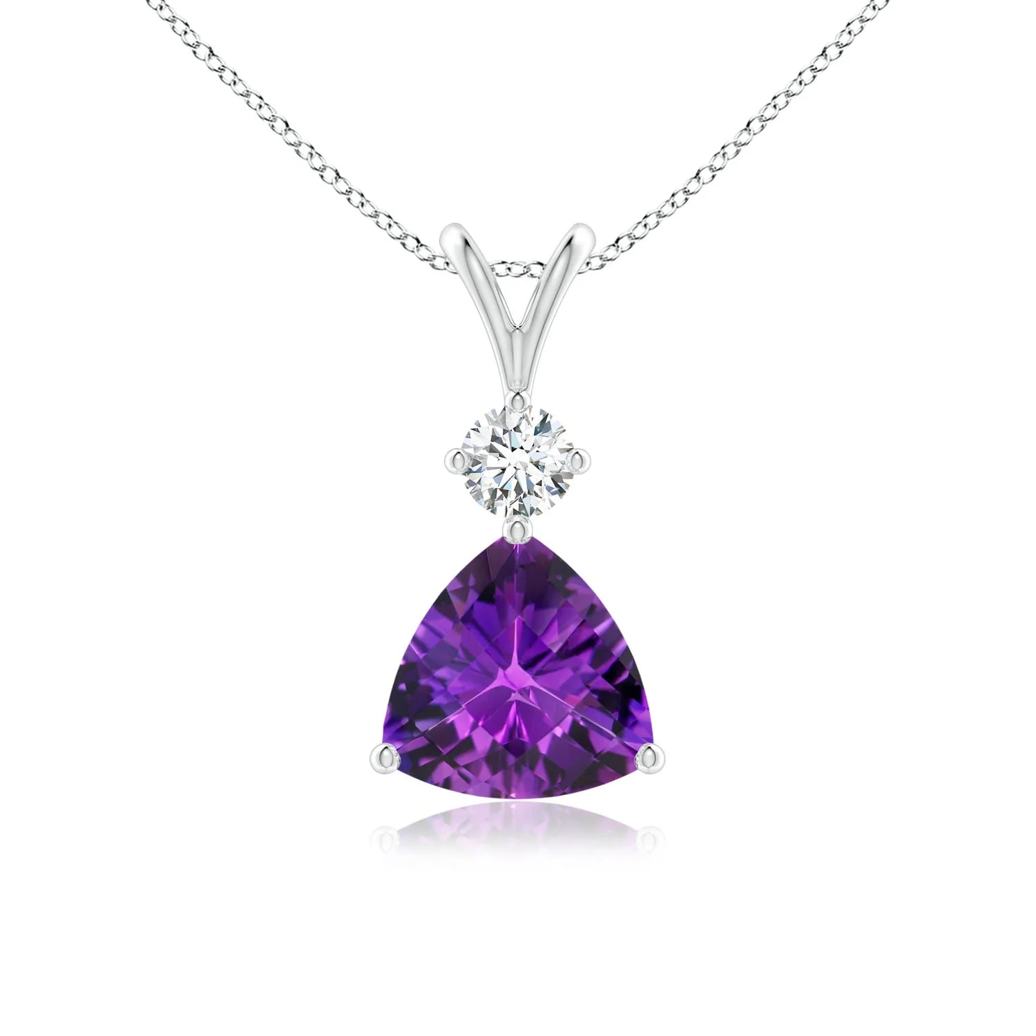 1.35 CTW Trillion Checker-Cut Amethyst Solitaire Pendant in Platinum