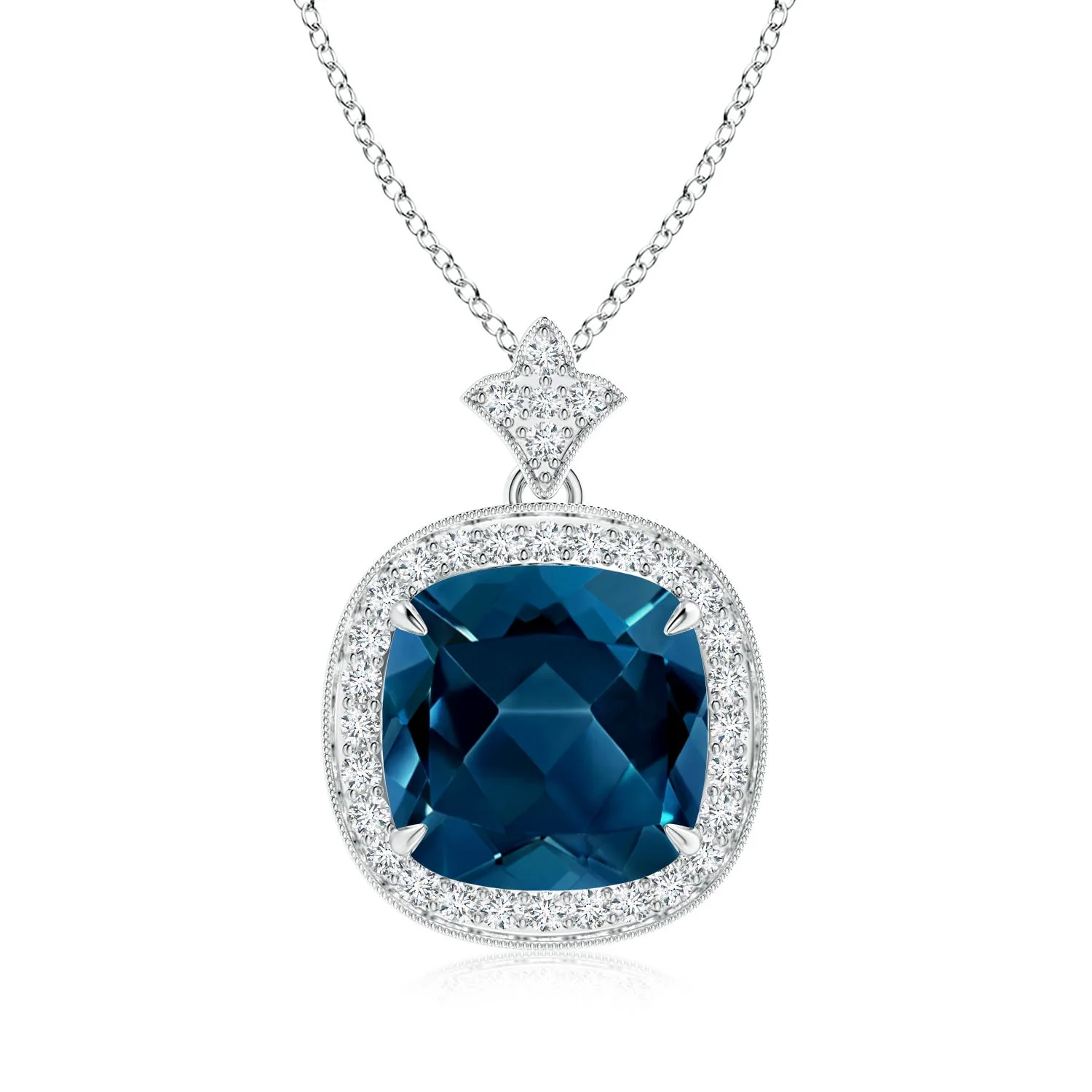 13.9 CTW GIA Certified Solitaire Five-Petal Flower London Blue Topaz Pendant in 14K Rose Gold - Image 4