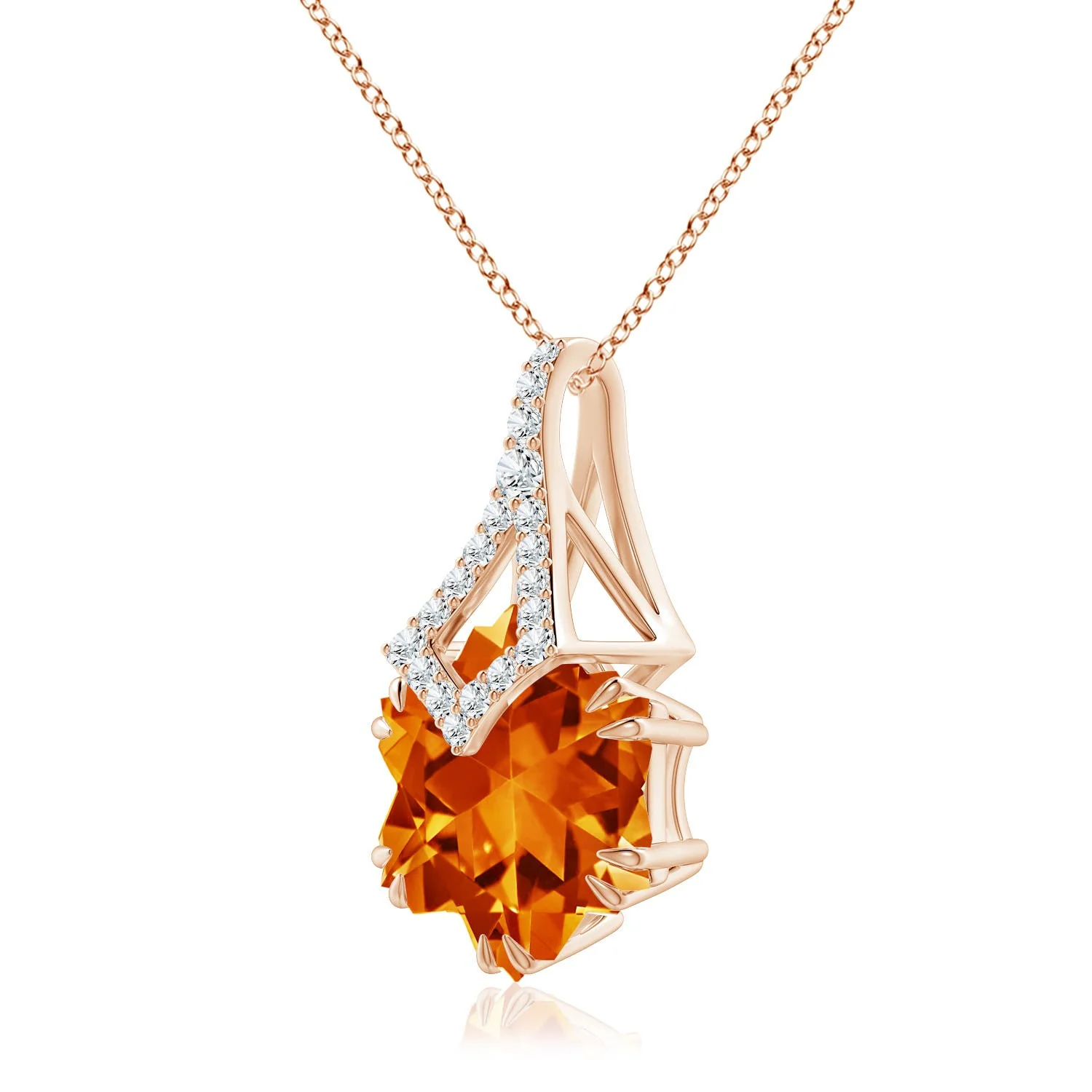 7.4 CTW Snowflake-Cut Citrine Kite-Shaped Bale Pendant in 18K Rose Gold - Image 3