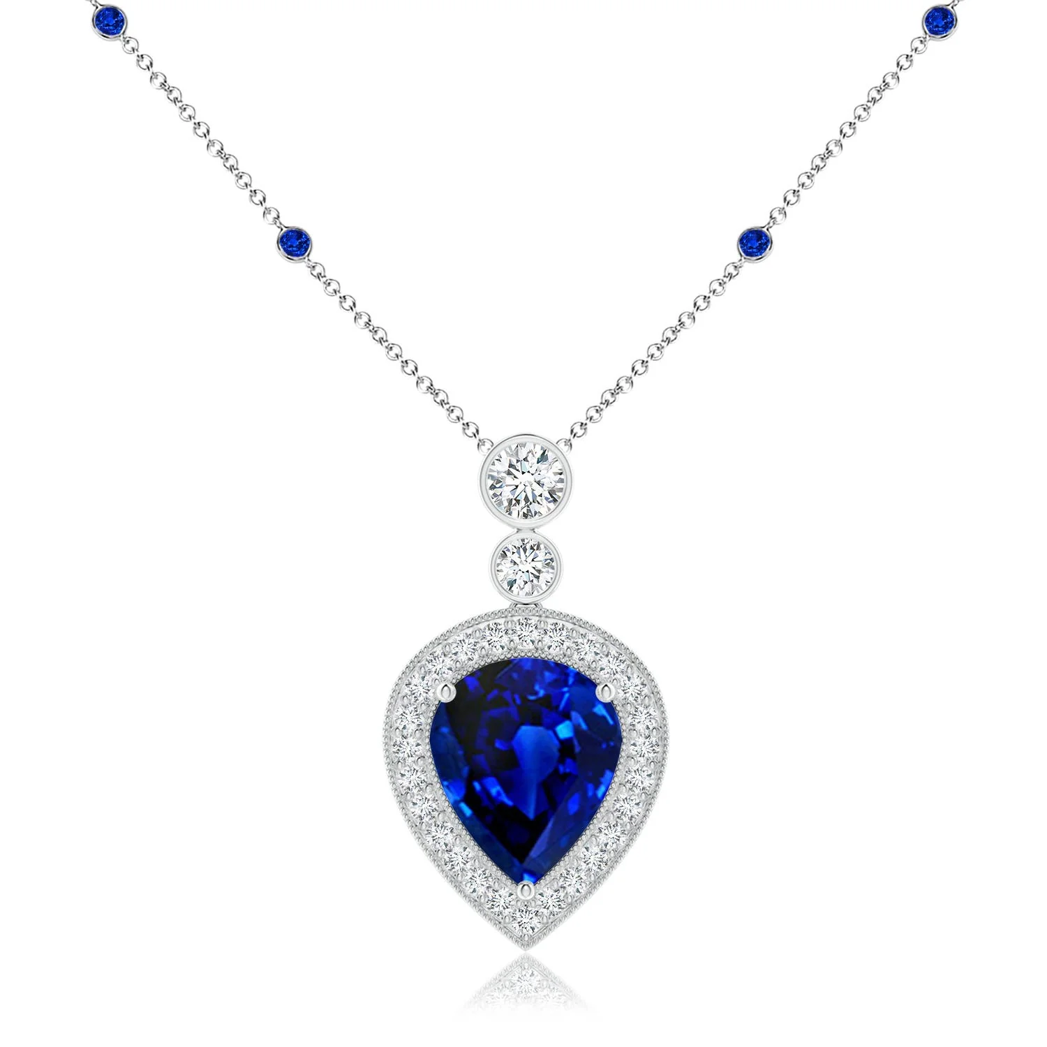 4.5 CTW Lab-Grown Bezel-Set Round Diamond Chain Necklace in 18K White Gold - Image 7