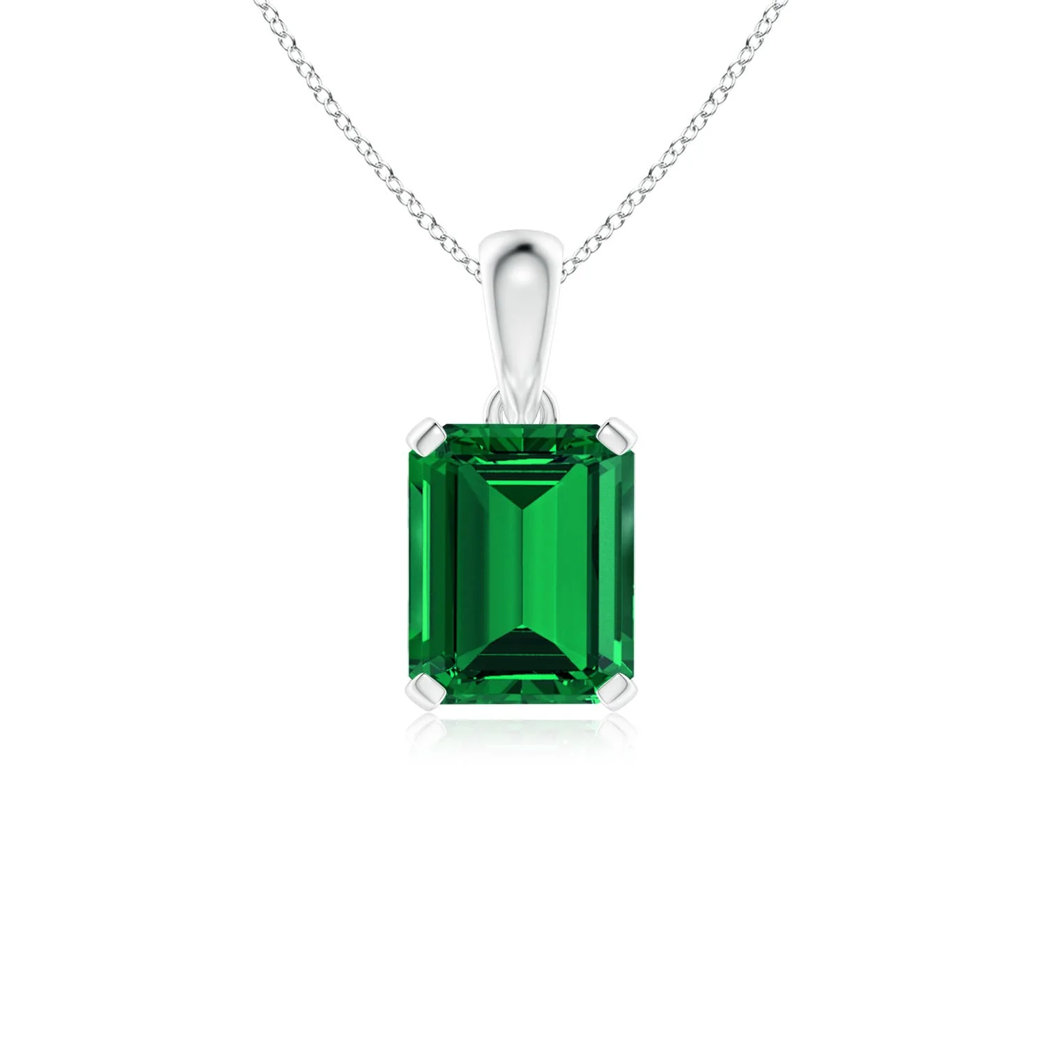 1.27 CTW Lab-Grown Round Emerald Solitaire V-Bale Pendant with Lab Diamond in Platinum - Image 4