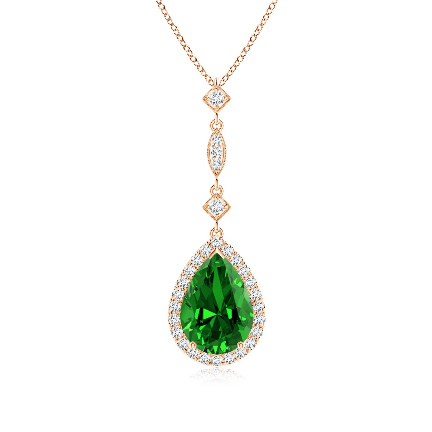 1.27 CTW Lab-Grown Round Emerald Solitaire V-Bale Pendant with Lab Diamond in Platinum - Image 5