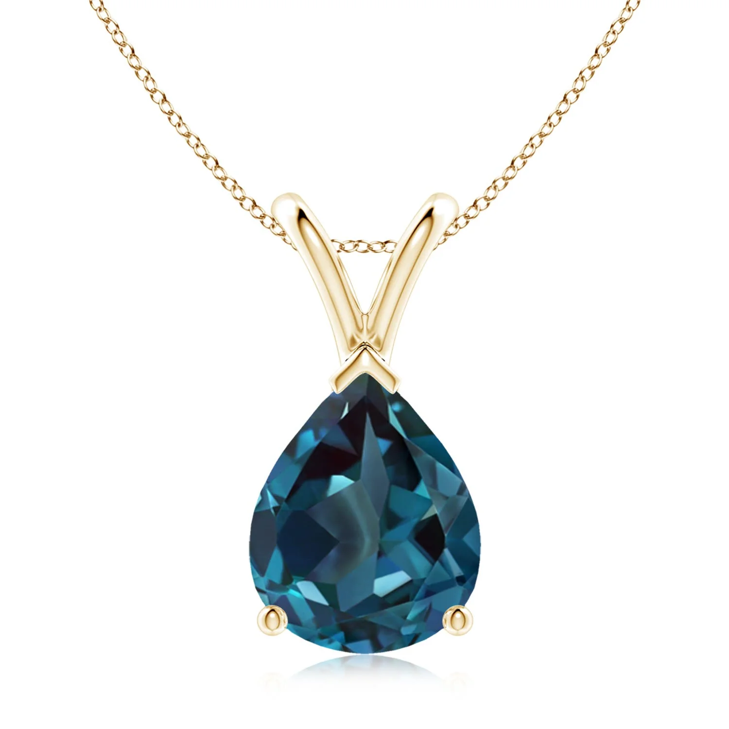 2.0 CTW V-Bale Pear-Shaped Lab-Grown Alexandrite Solitaire Pendant in 14K Yellow Gold - Image 7