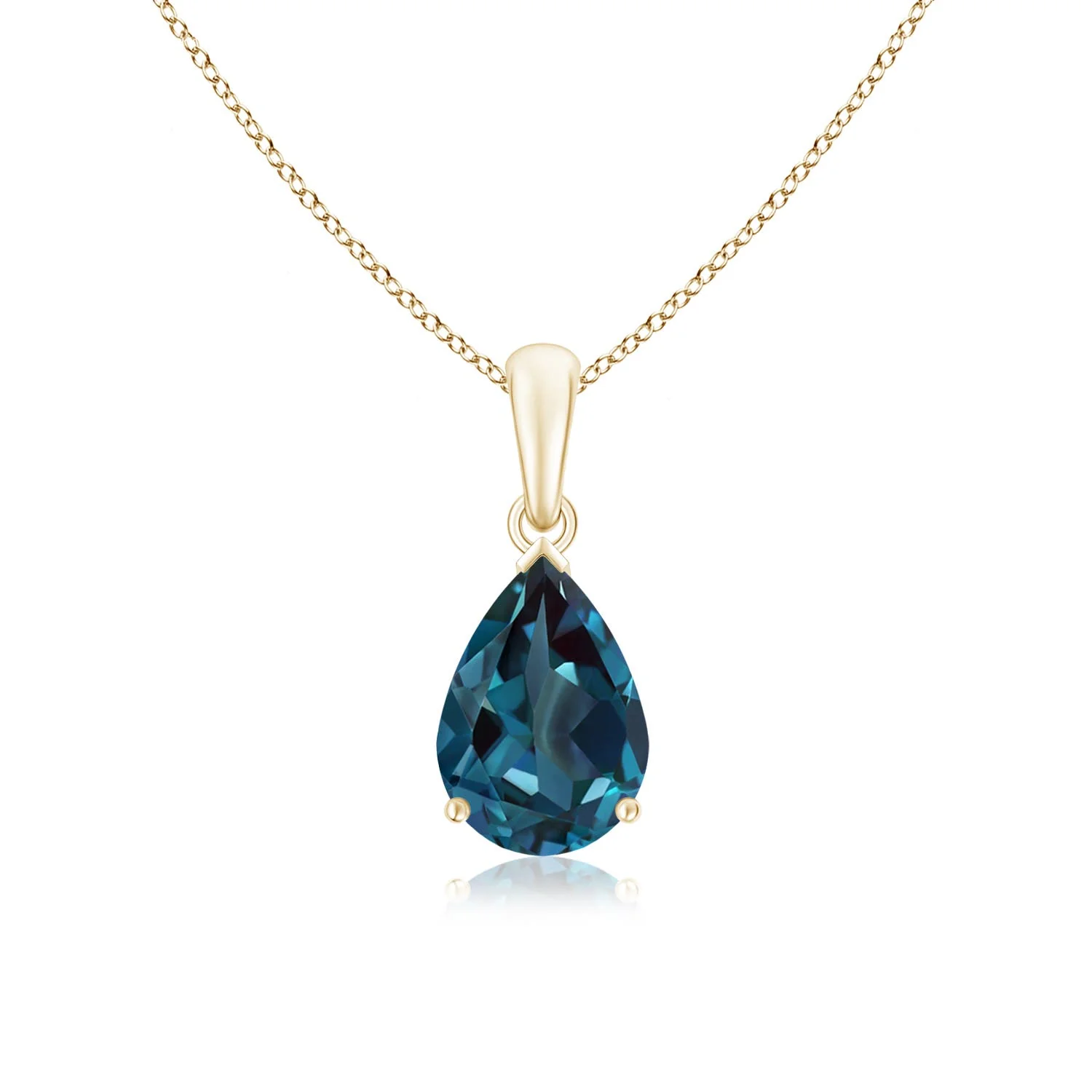 2.0 CTW V-Bale Pear-Shaped Lab-Grown Alexandrite Solitaire Pendant in 14K Yellow Gold - Image 9