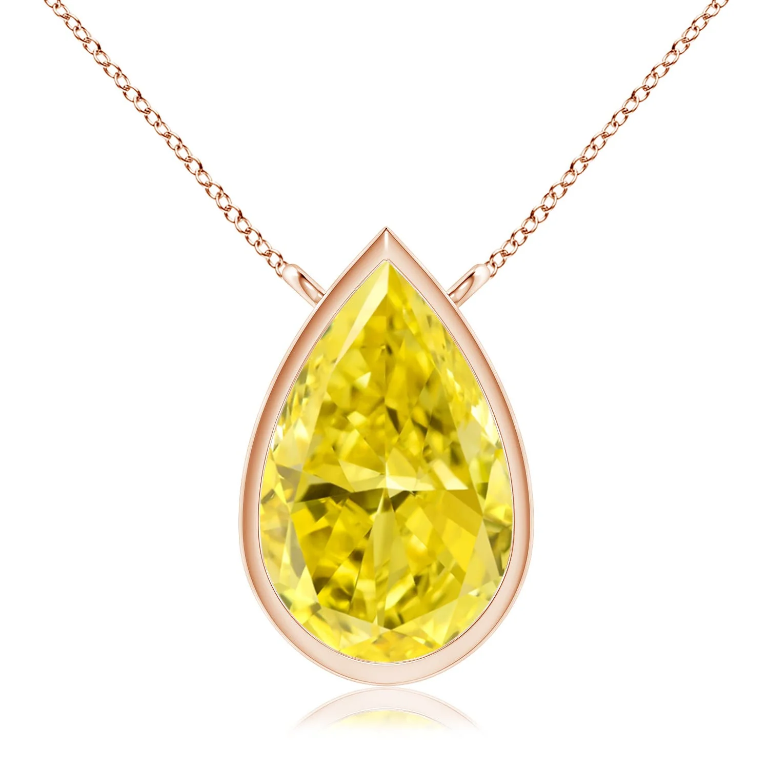 1.5 CTW V-Bale Pear-Shaped Lab-Grown Fancy Intense Yellow Diamond Solitaire Pendant in 14K Yellow Gold - Image 3