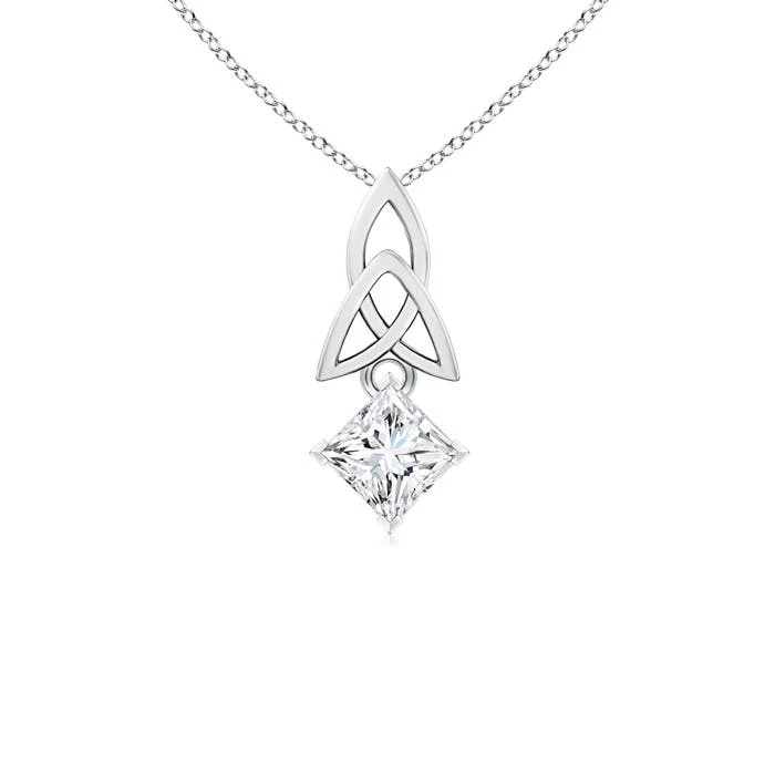 0.5 CTW Lab-Grown Princess-Cut Diamond Celtic Knot Pendant in Platinum - Image 9