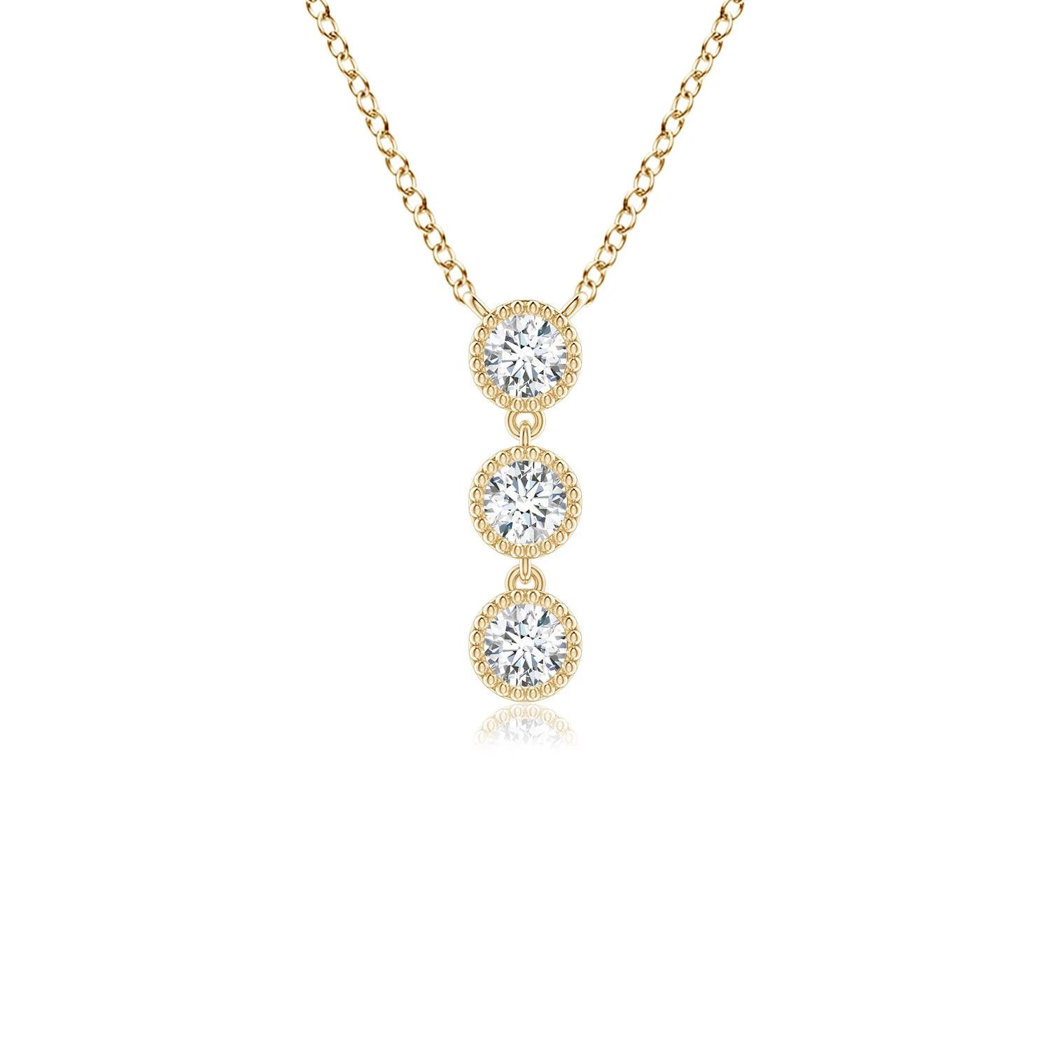 0.97 CTW Classic Trio Round Lab-Grown Diamond Necklace in 14K Yellow Gold - Image 8