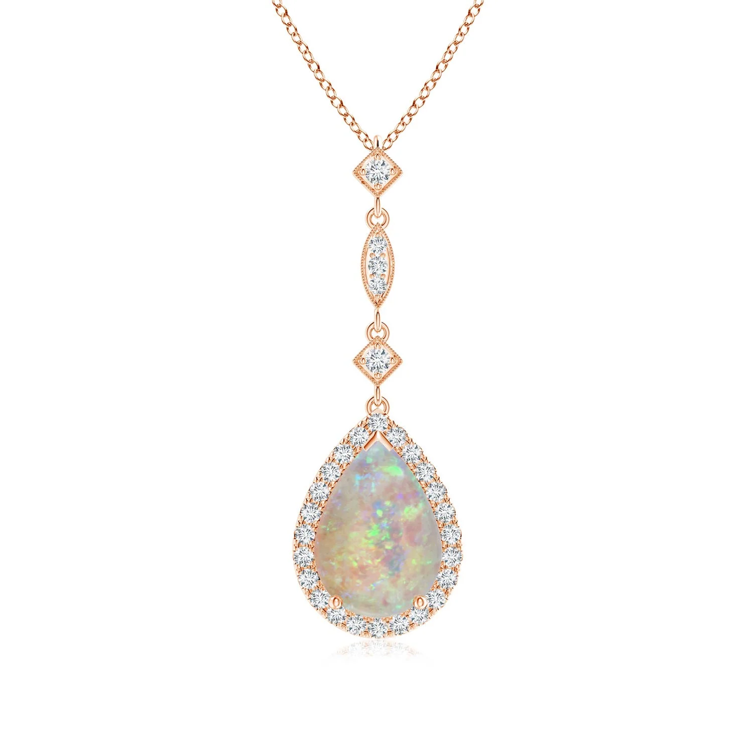 3.26 CTW Prong-Set Lab-Grown Fancy Intense Yellow Diamond Teardrop Halo Pendant in 18K White Gold - Image 2