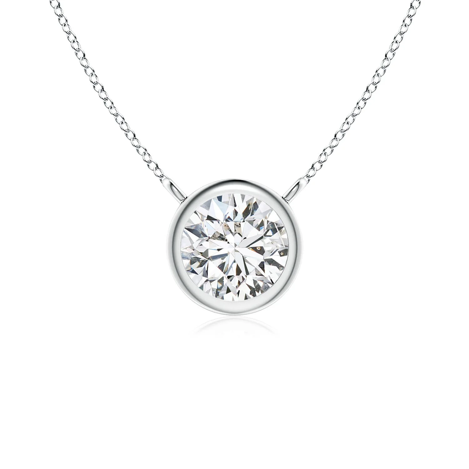 1.0 CTW Bezel-Set Round Lab-Grown Fancy Intense Blue Diamond Solitaire Necklace in Platinum - Image 10