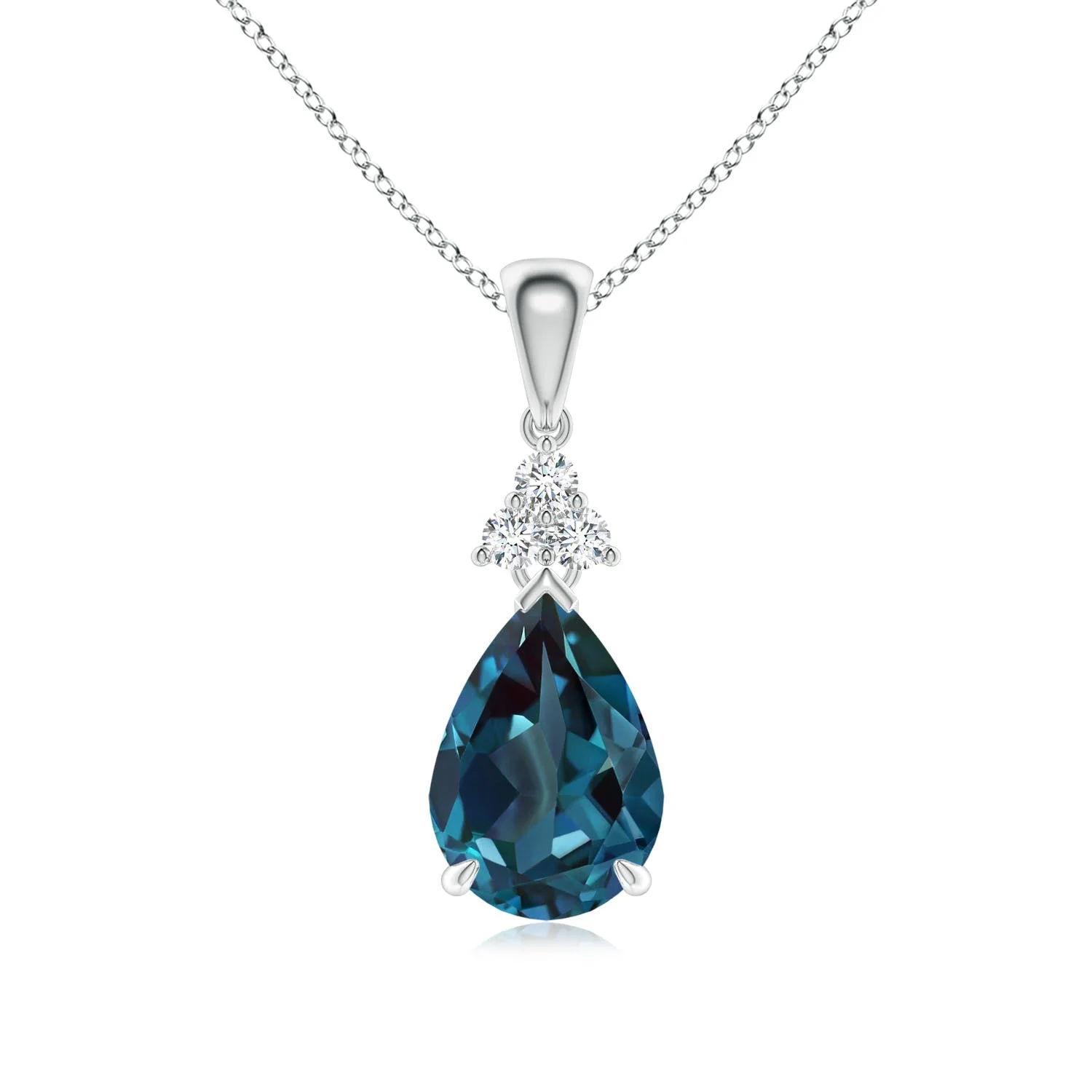 1.0 CTW Prong-Set Oval Lab-Grown Alexandrite V-Bale Solitaire Pendant in 18K White Gold - Image 6