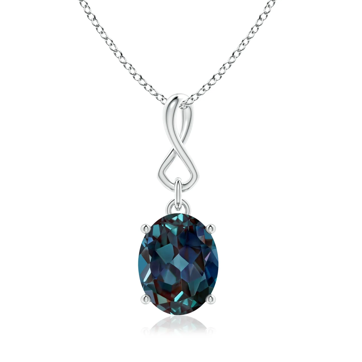 1.0 CTW Prong-Set Oval Lab-Grown Alexandrite V-Bale Solitaire Pendant in 18K White Gold - Image 7