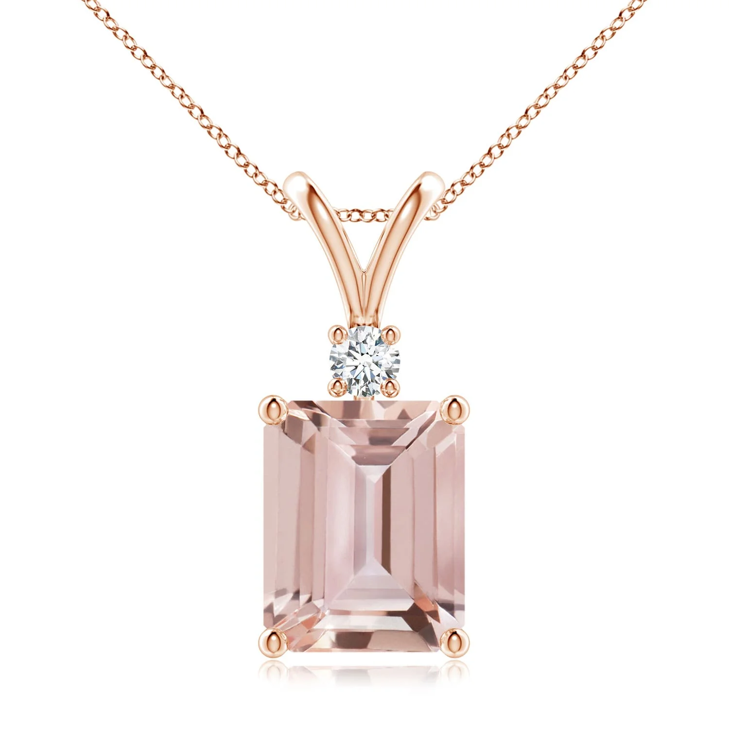 1.2 CTW Emerald-Cut Lab-Grown Fancy Intense Pink Diamond Solitaire Pendant with Accent in 18K Yellow Gold - Image 4