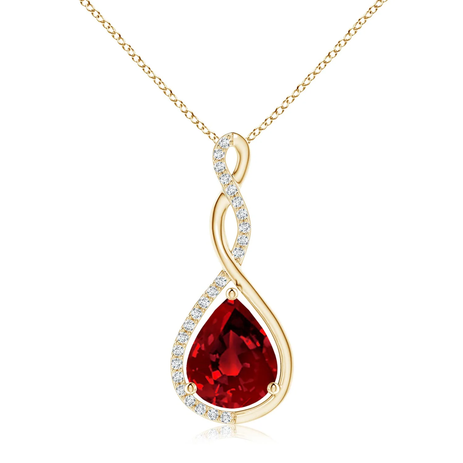 0.84 CTW Twisted Infinity Floating Lab-Grown Alexandrite Drop Pendant in 14K Yellow Gold - Image 7