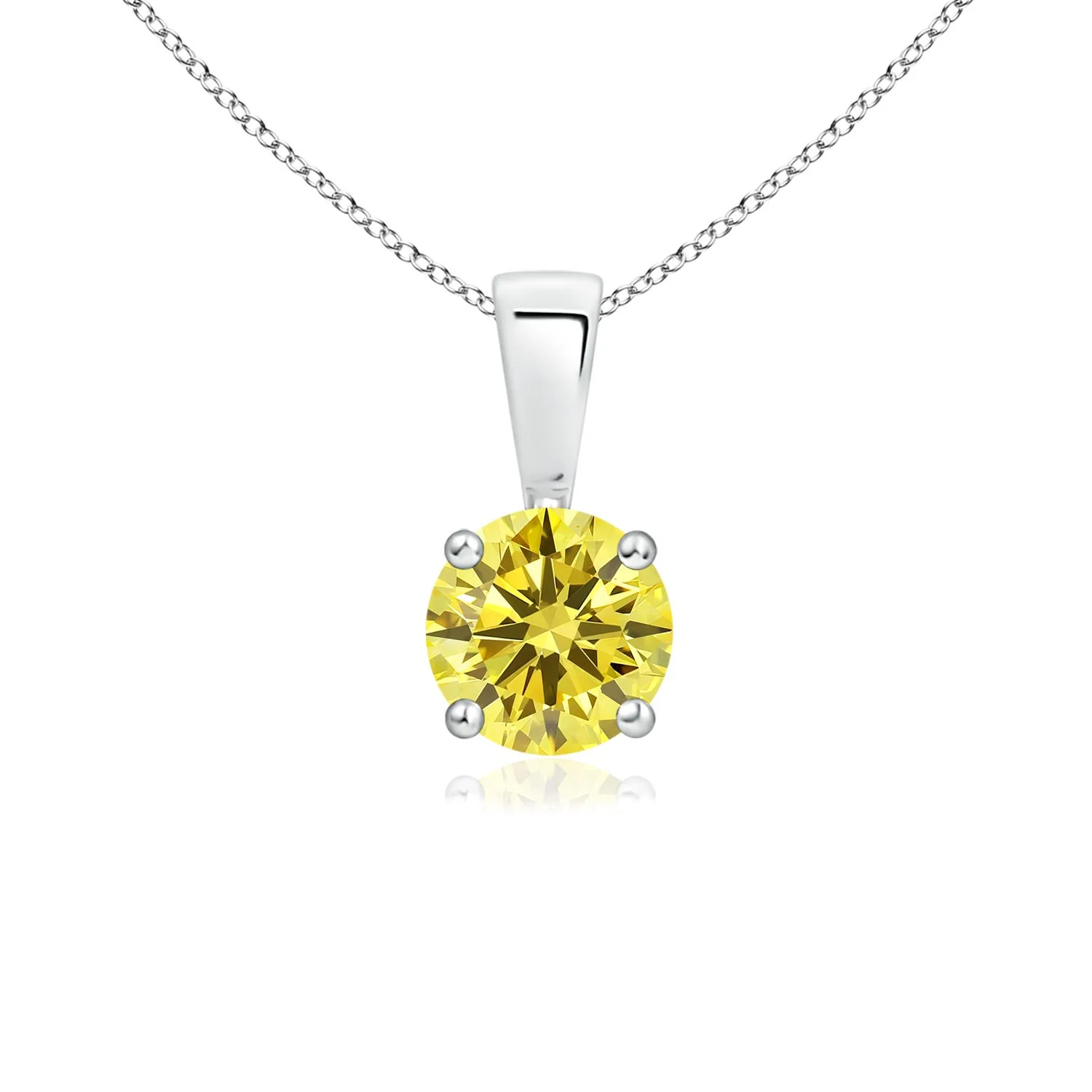 0.57 CTW Classic Lab-Grown Fancy Intense Yellow and White Diamond Halo Pendant in 14K Yellow Gold - Image 10