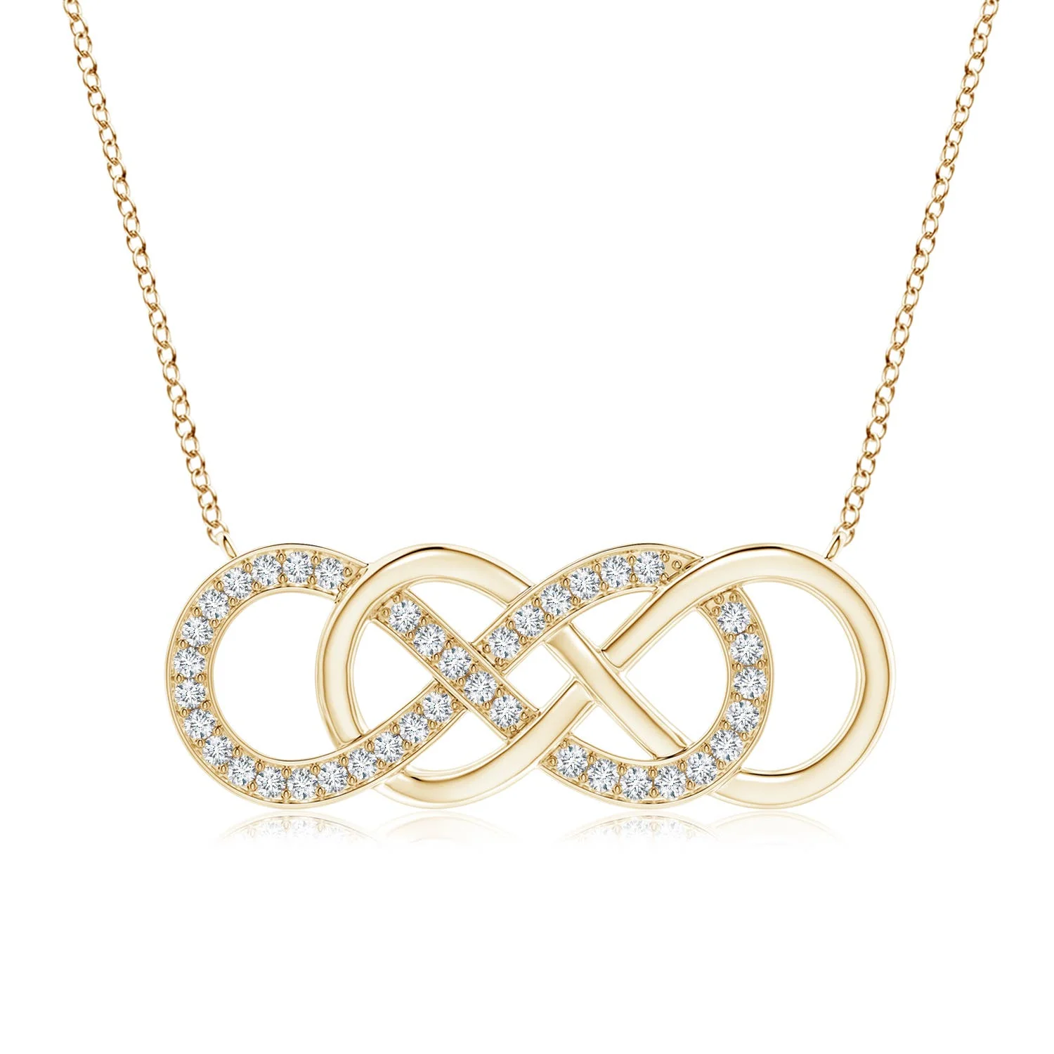 0.49 CTW Lab-Grown Sideways Infinity Two Stone Diamond Necklace in 18K Yellow Gold - Image 2