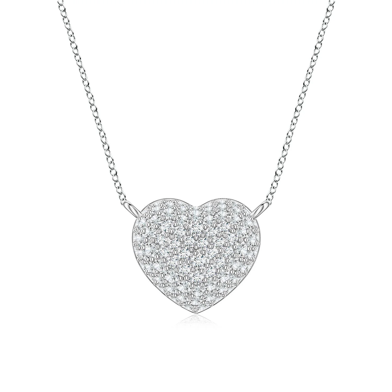0.52 CTW Lab-Grown Interlinked Diamond Tilted Heart Pendant in Silver