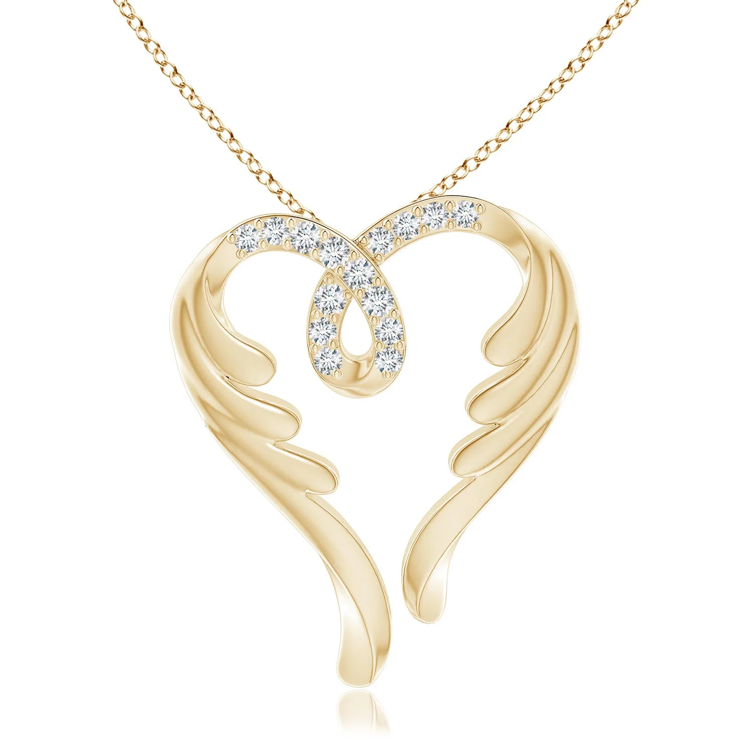 0.7 CTW Lab-Grown Prong-Set Diamond Open Heart Pendant in 18K Yellow Gold - Image 8