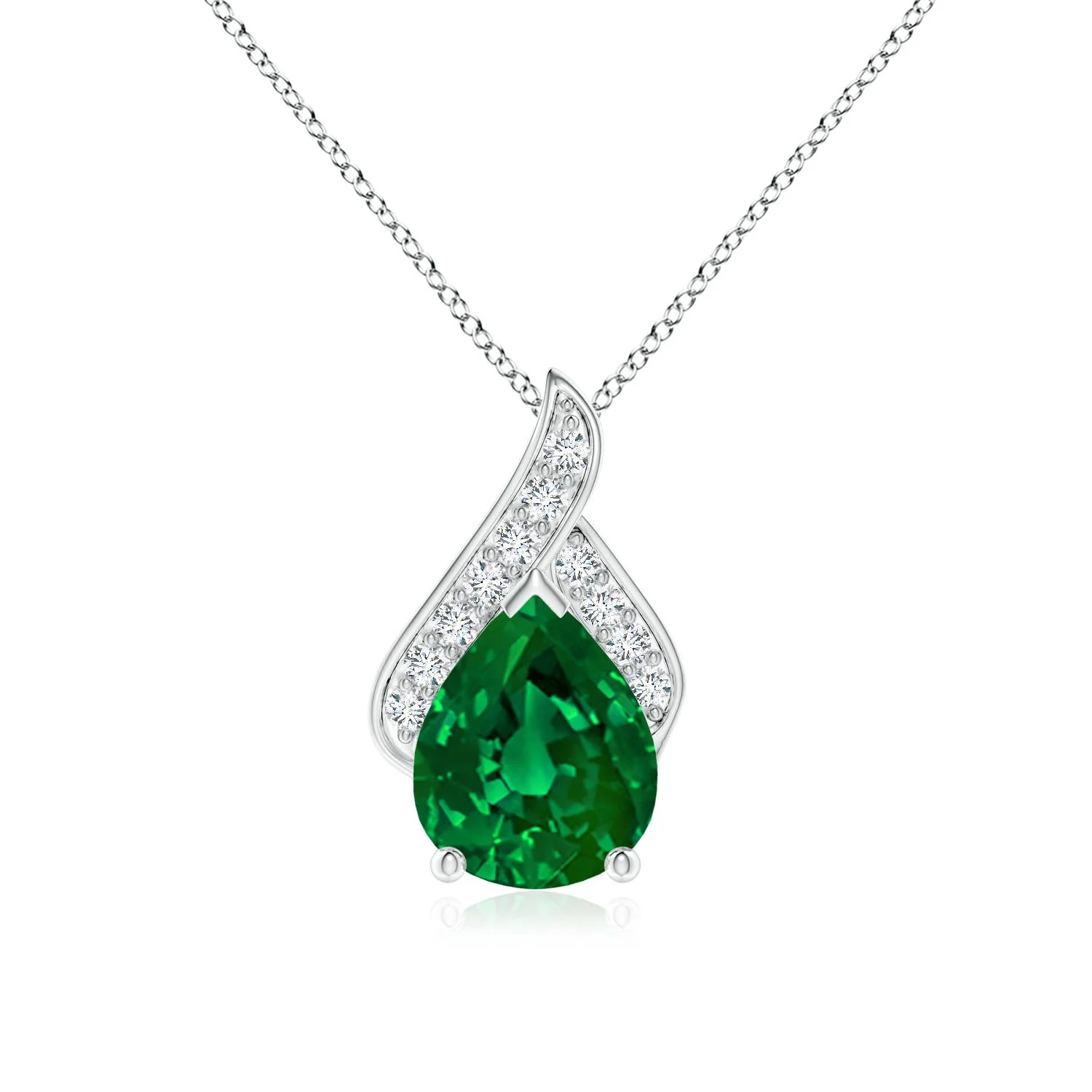 3.98 CTW Lab-Grown Claw-Set Emerald Infinity Pendant with Diamonds in 14K Yellow Gold - Image 8