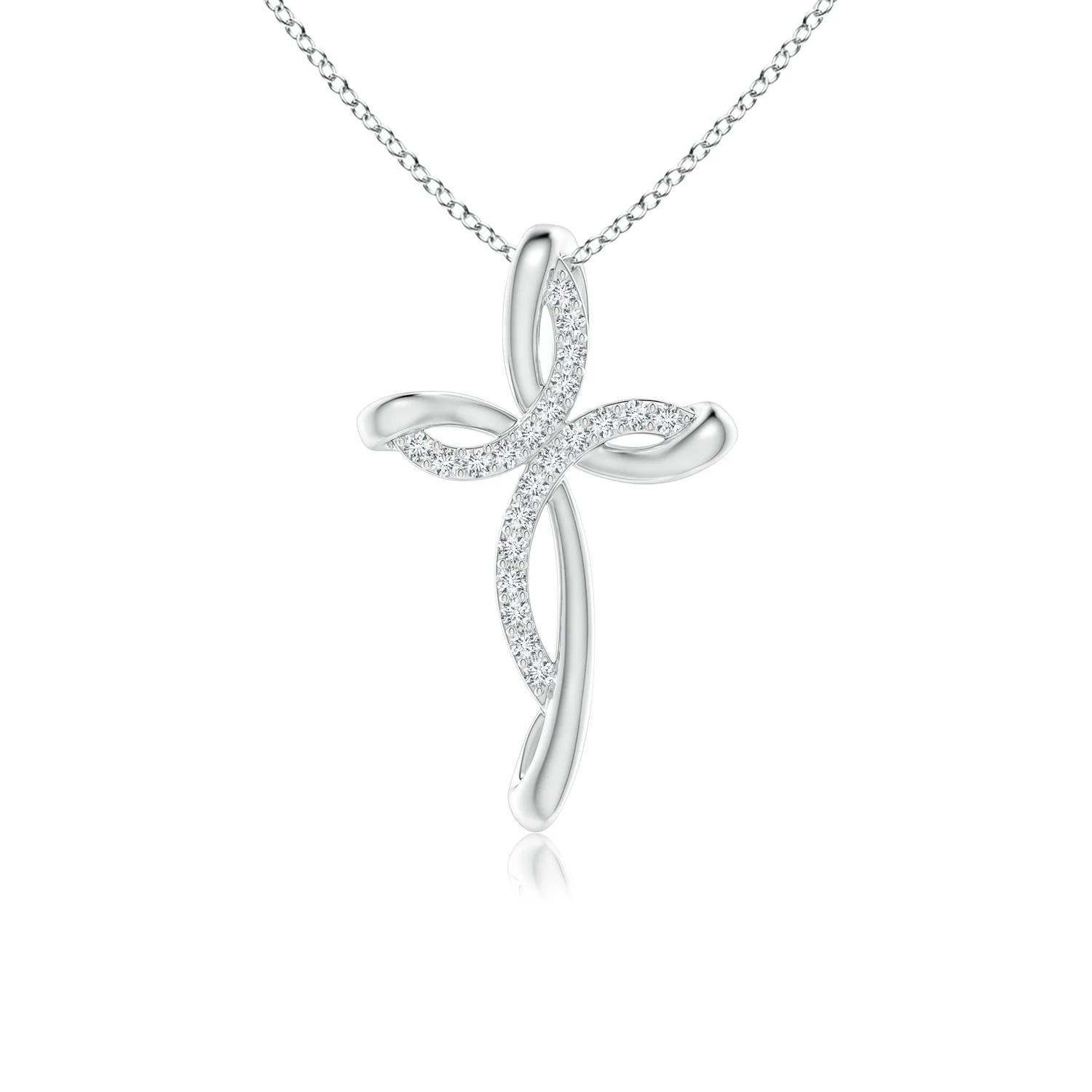 1.6 MM Lab-Grown-Prong-Set Diamond Mini Cross Pendant in 14K White Gold - Image 3