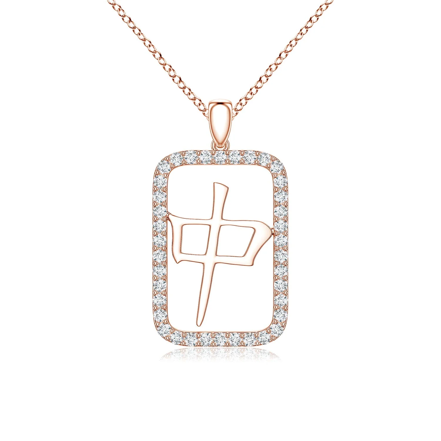 0.48 CTW Lab-Grown Diamond Fleur De Lis Key Pendant in 18K Rose Gold - Image 2