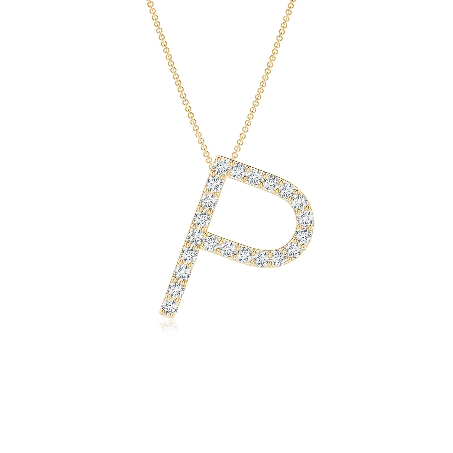1.6 MM Prong-Set Lab-Grown Diamond Capital "A" Initial Pendant in 14K Yellow Gold - Image 5