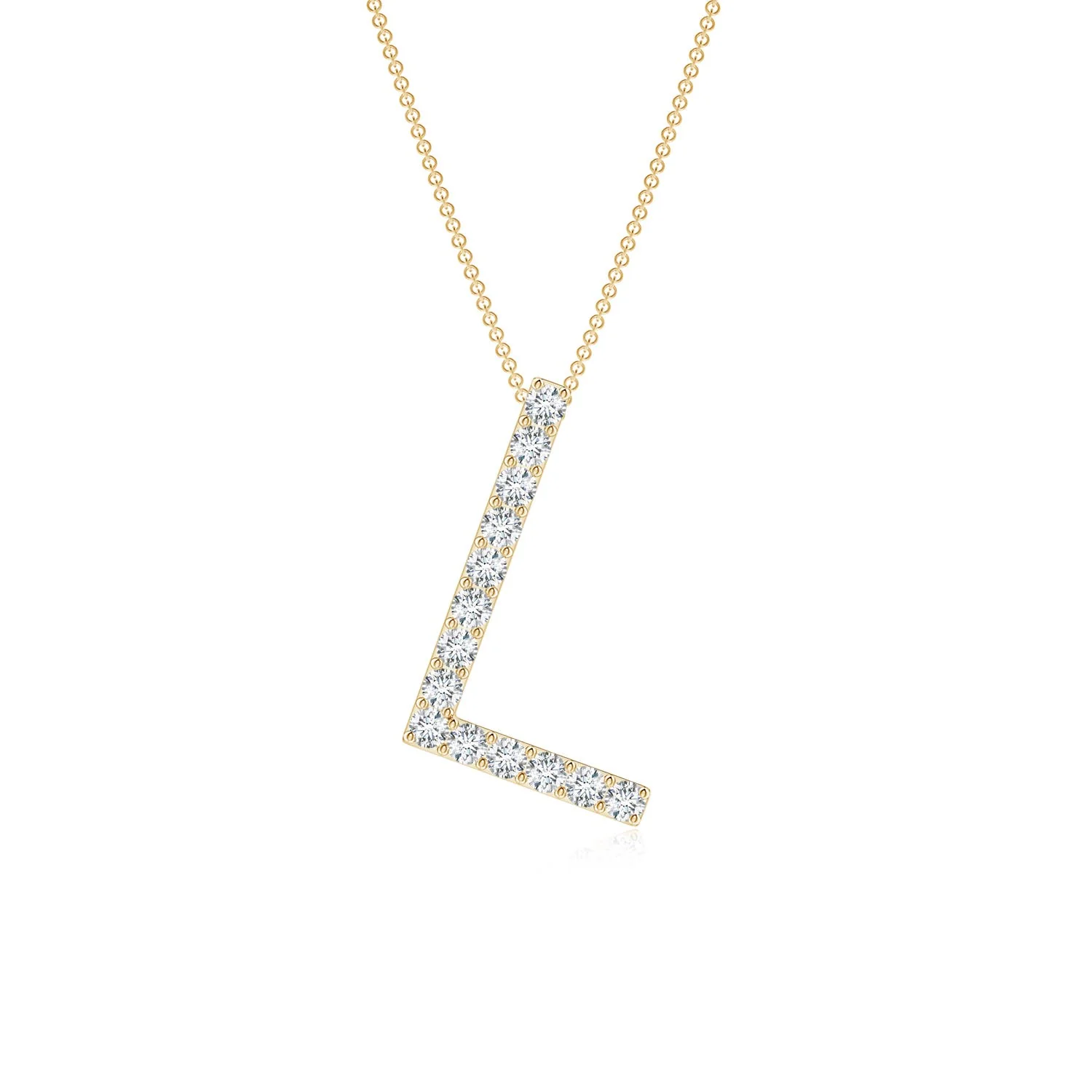 1.6 MM Prong-Set Lab-Grown Diamond Capital "A" Initial Pendant in 14K Yellow Gold - Image 7