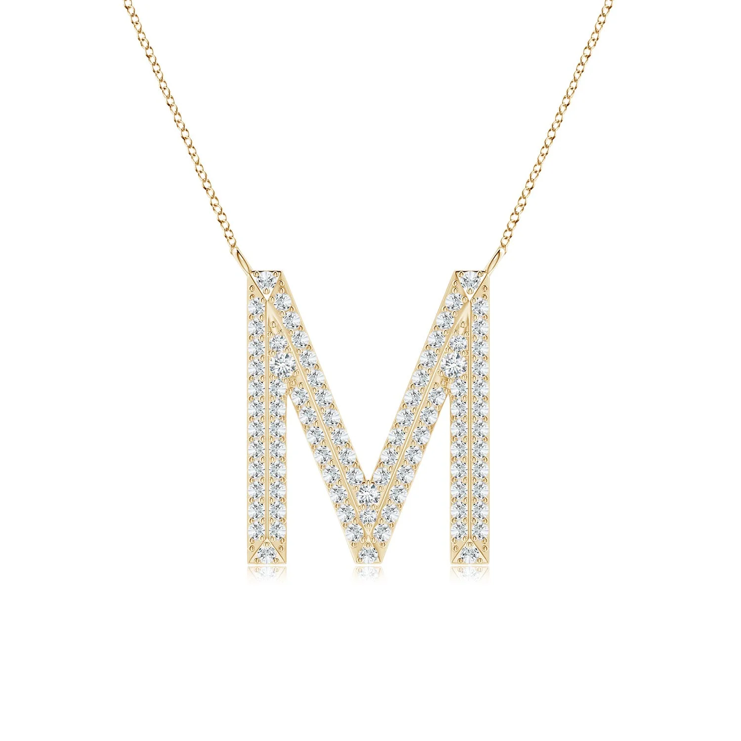 1.2 MM Prong-Set Lab-Grown Diamond Capital "B" Initial Pendant in 14K Yellow Gold - Image 2