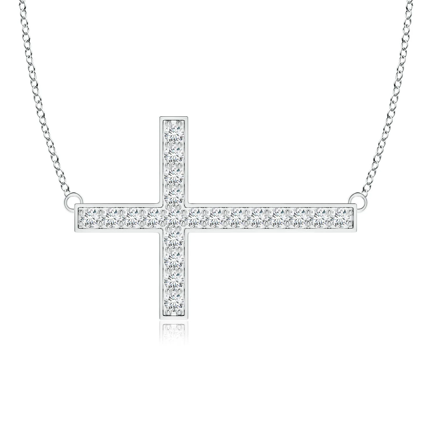 1.0 CTW Lab-Grown Classic Shared Prong-Set Diamond Cross Pendant in 18K Yellow Gold