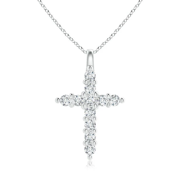 1 MM Lab-Grown Pointed Open Cross Pendant with Diamond Accents in 18K Rose Gold - Image 5