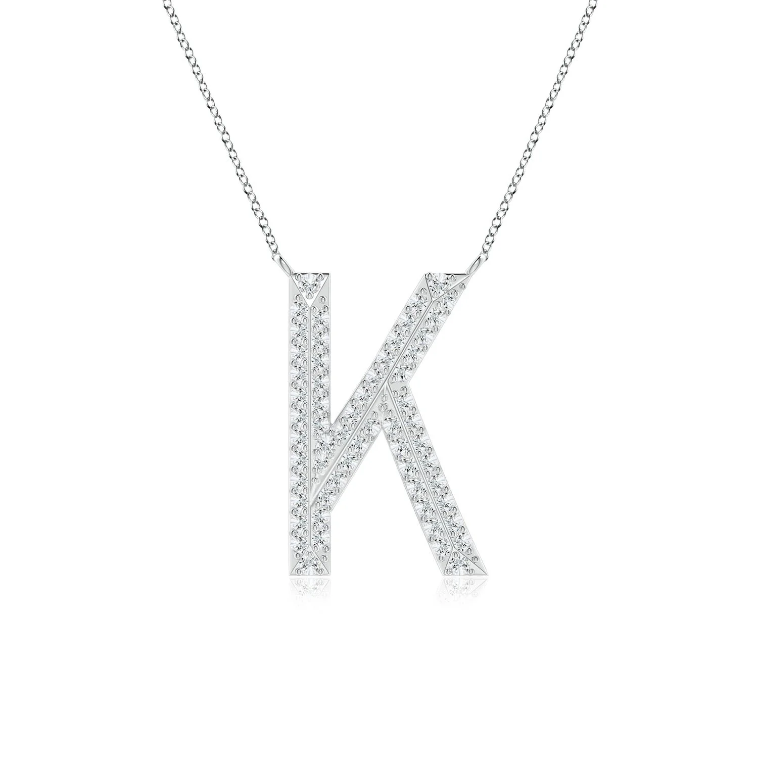 0.35 CTW Prong-Set Lab-Grown Diamond Capital "K" Knife-Edge Initial Pendant in Platinum - Image 3