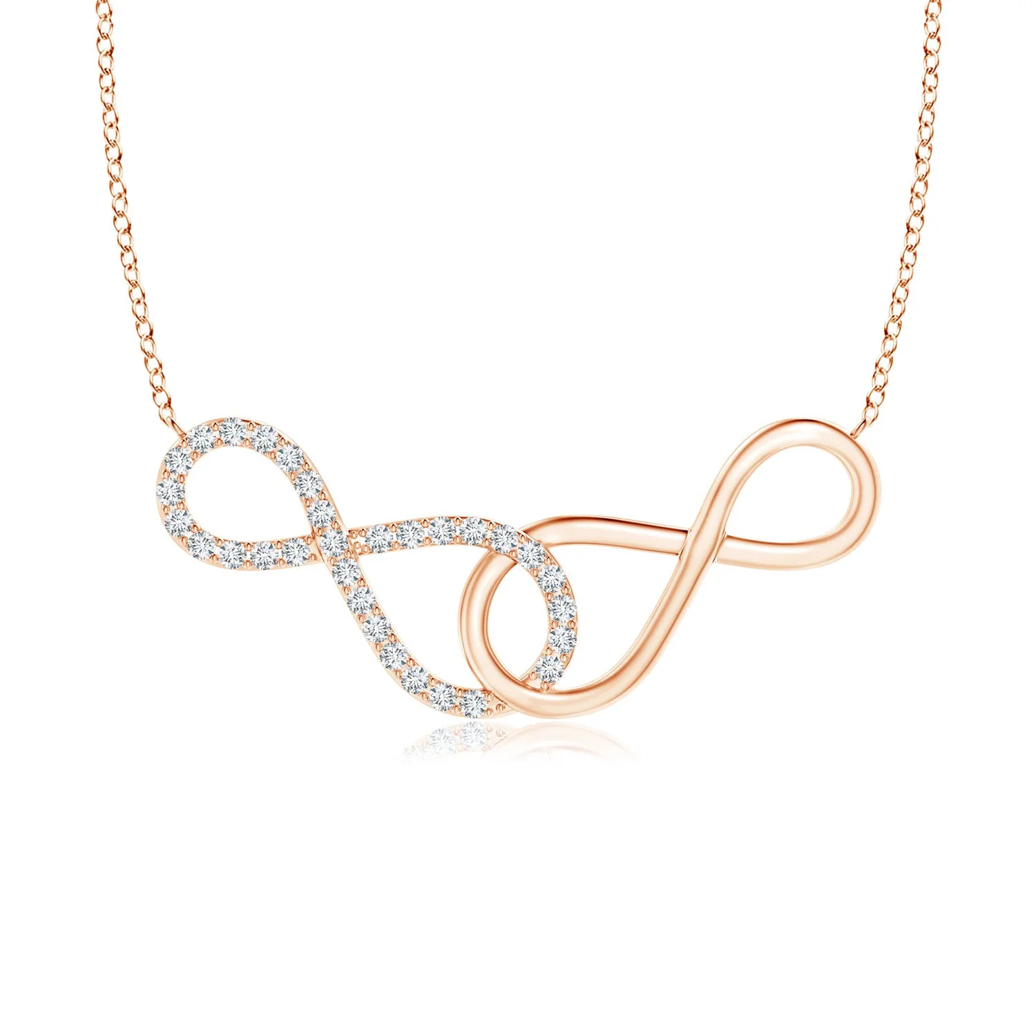 0.76 CTW Lab-Grown Pear Diamond Three Stone Pendant in 18K Rose Gold