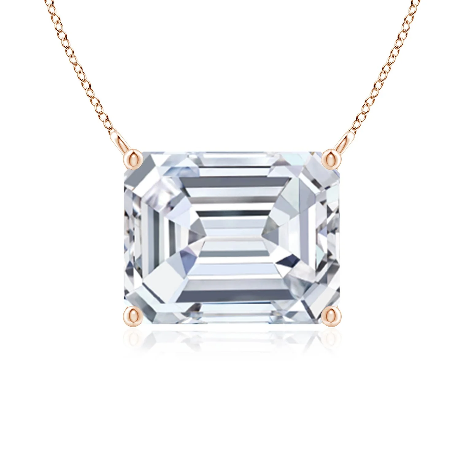 3.0 CTW Bezel-Set Emerald-Cut Lab-Grown Diamond Solitaire Pendant in 18K Rose Gold - Image 3