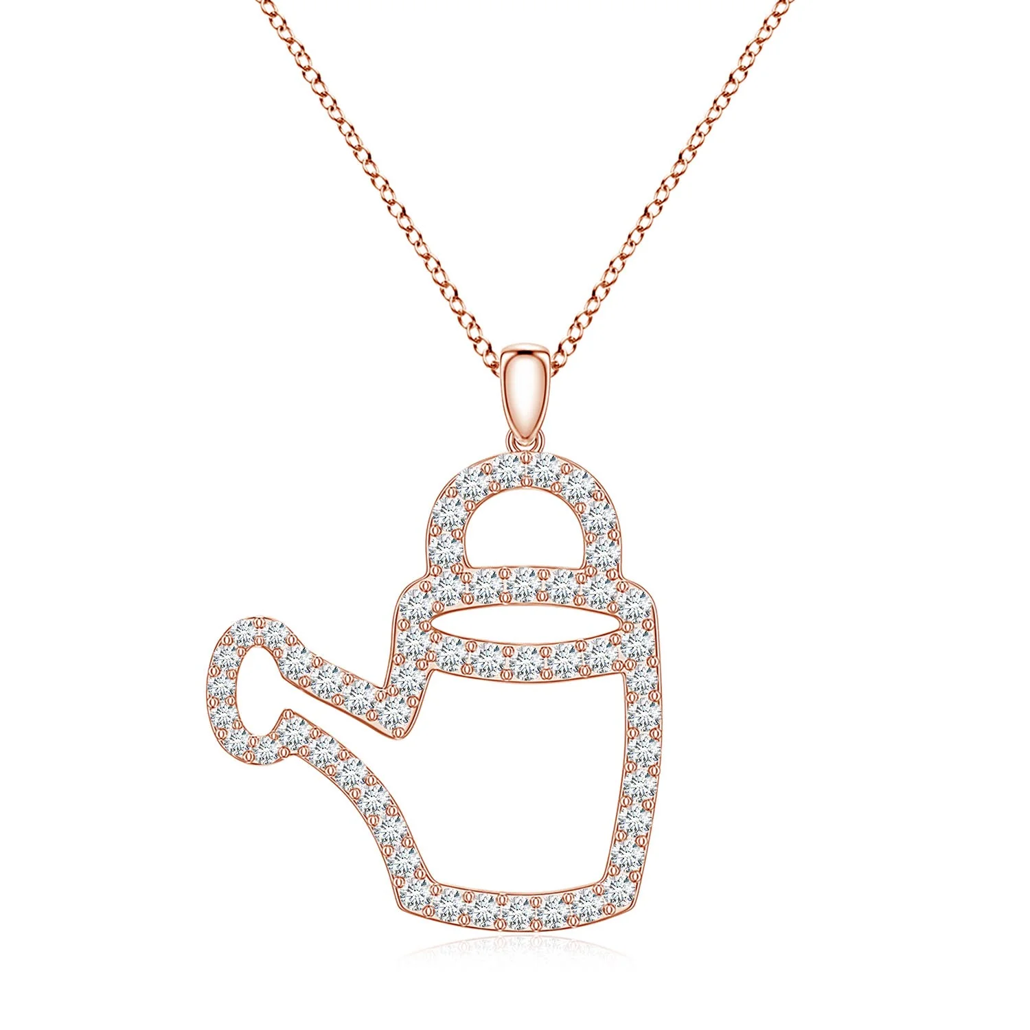 1.05 CTW Lab-Grown Diamond Watering Can-Inspired Charm Pendant in 14K Rose Gold - Image 6