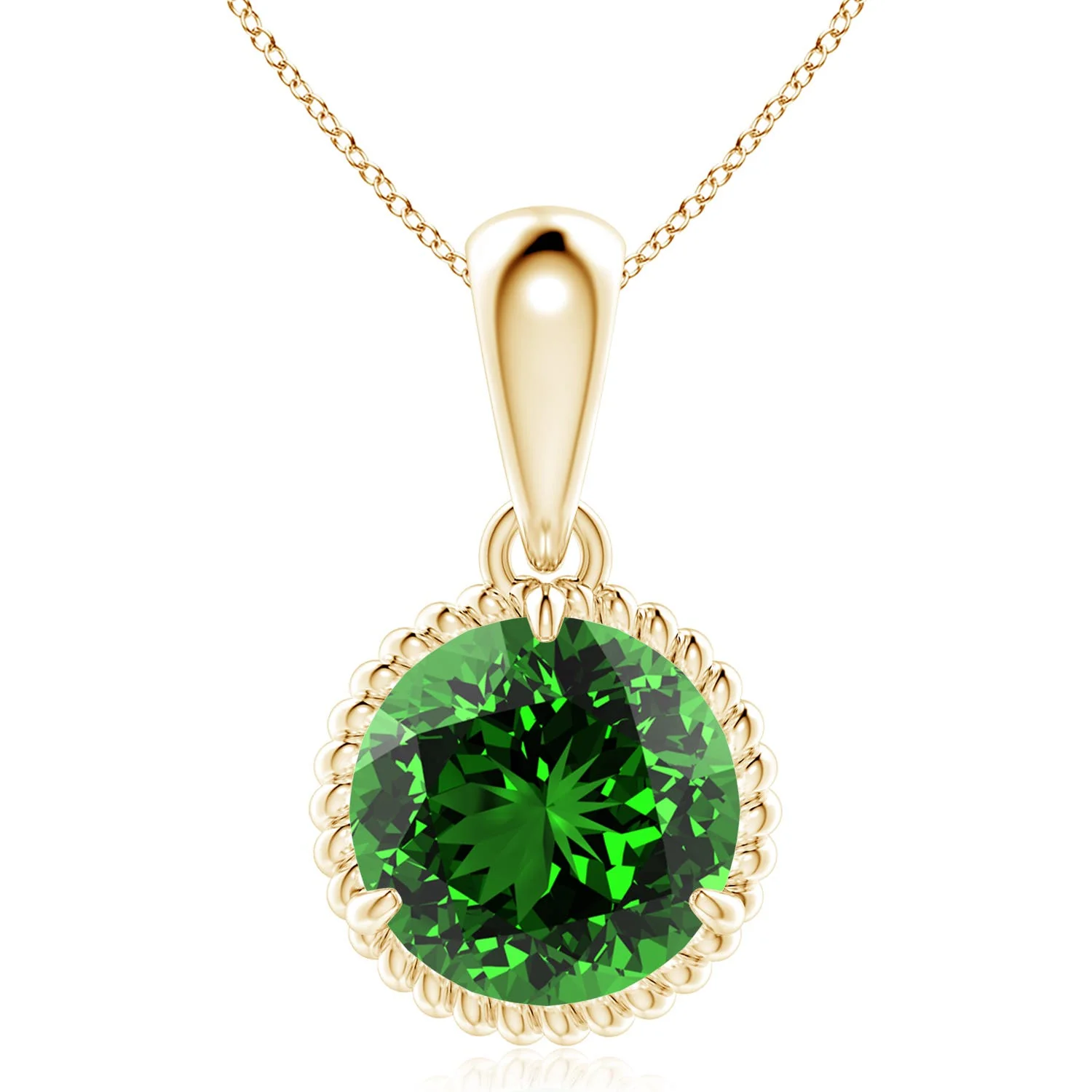 2.5 MM Offset Lab-Grown Emerald Open Heart Pendant in 18K Yellow Gold - Image 5