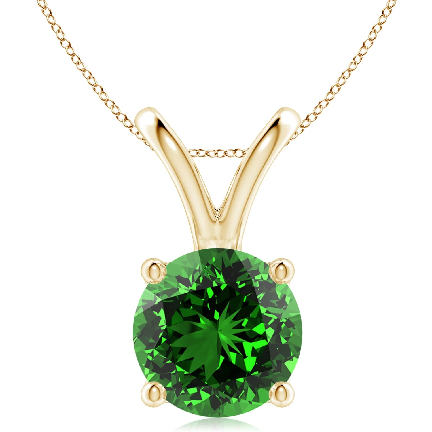 2.5 MM Lab-Grown Emerald Asymmetrical Open Heart Pendant in 18K Yellow Gold - Image 4