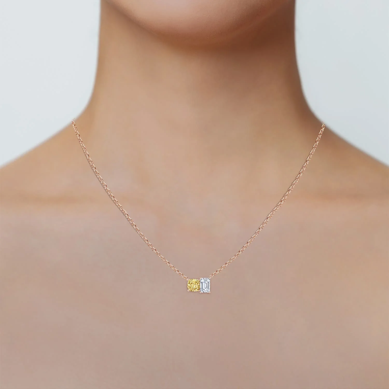 Natori x 1.34 CTW Orient Express Lab-Grown Yellow & White Diamond Two-Stone Pendant in 14K Rose Gold - Image 4