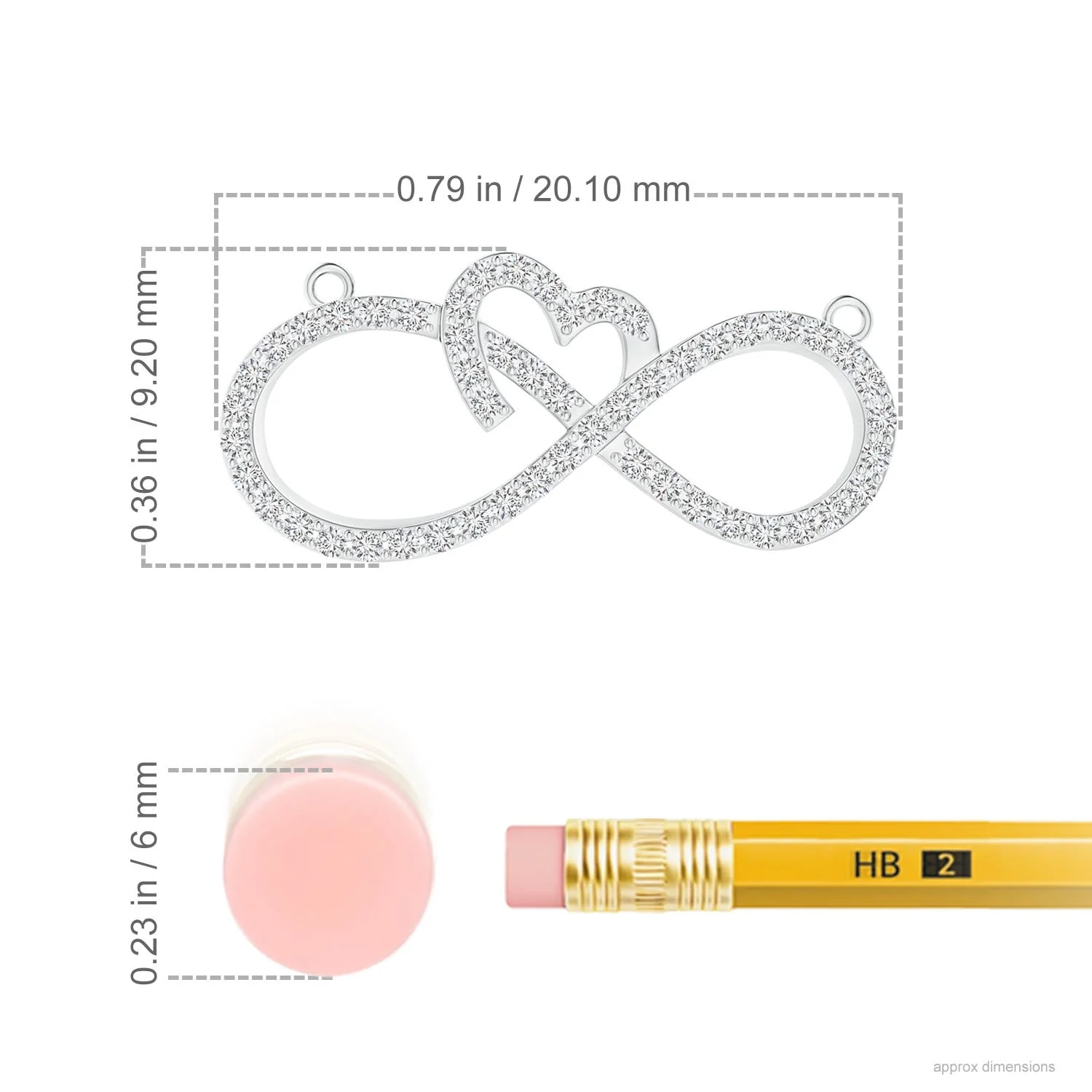 0.9 MM Diamond Heart and Sideways Infinity Necklace in Platinum - Image 7
