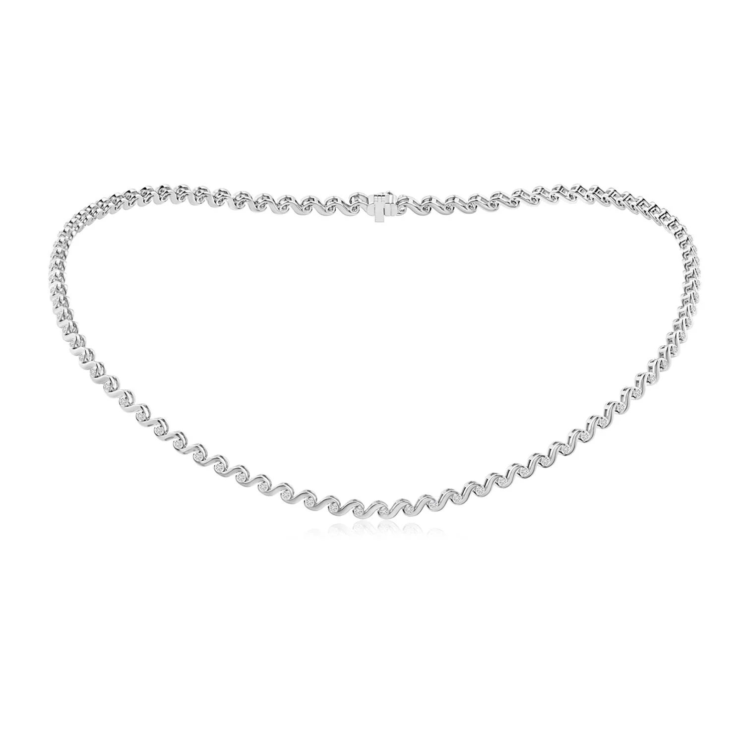 1.19 CTW Bezel-Set Diamond S Swirl Link Necklace in Platinum