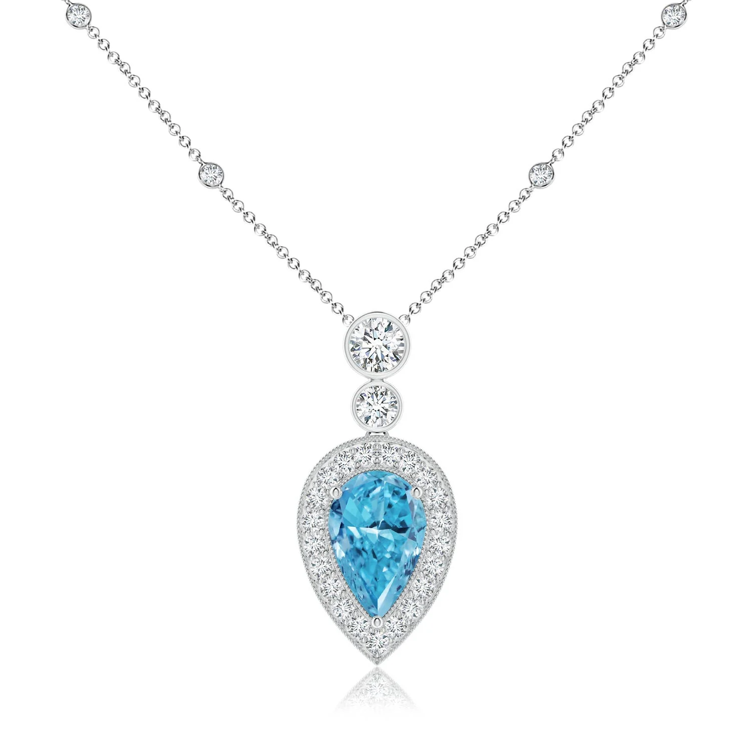 1.19 CTW Bezel-Set Diamond S Swirl Link Necklace in Platinum - Image 6
