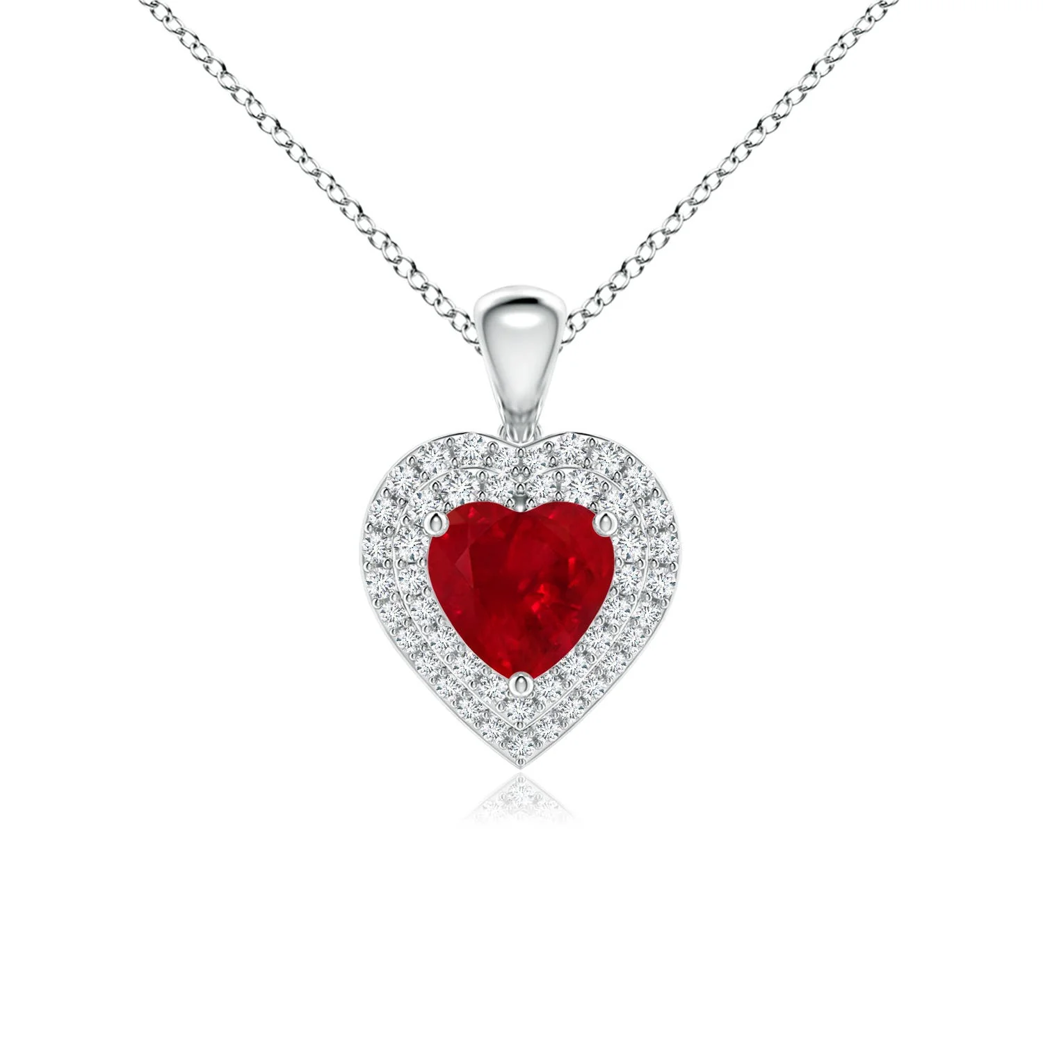 2.75 CTW Oval and Emerald-Cut Ruby Station Necklace in Platinum - Image 10