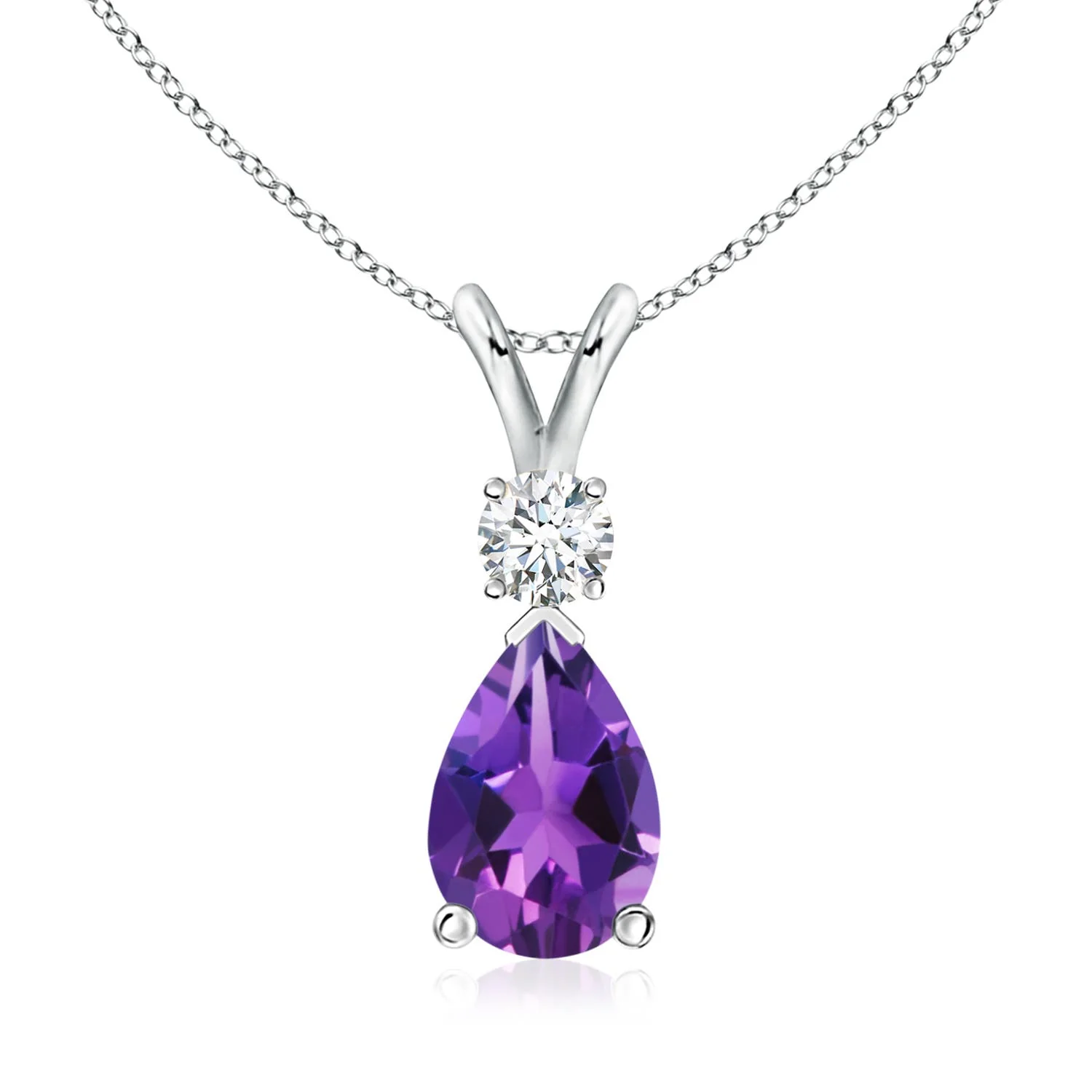 5.53 CTW Pear Amethyst and Partially Graduated Akoya Pearl Necklace in 18K Rose Gold - Image 2