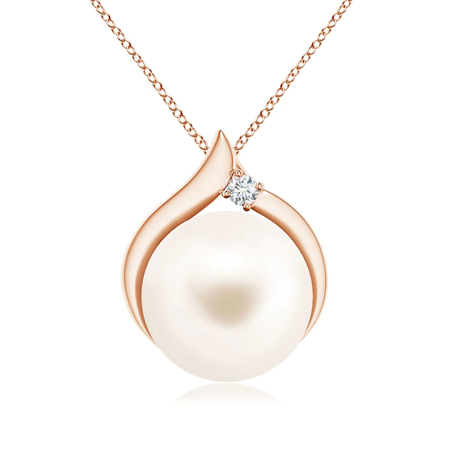 5.2 CTW Pear Aquamarine and Partially Graduated Freshwater Pearl Necklace in 18K Rose Gold - Image 4